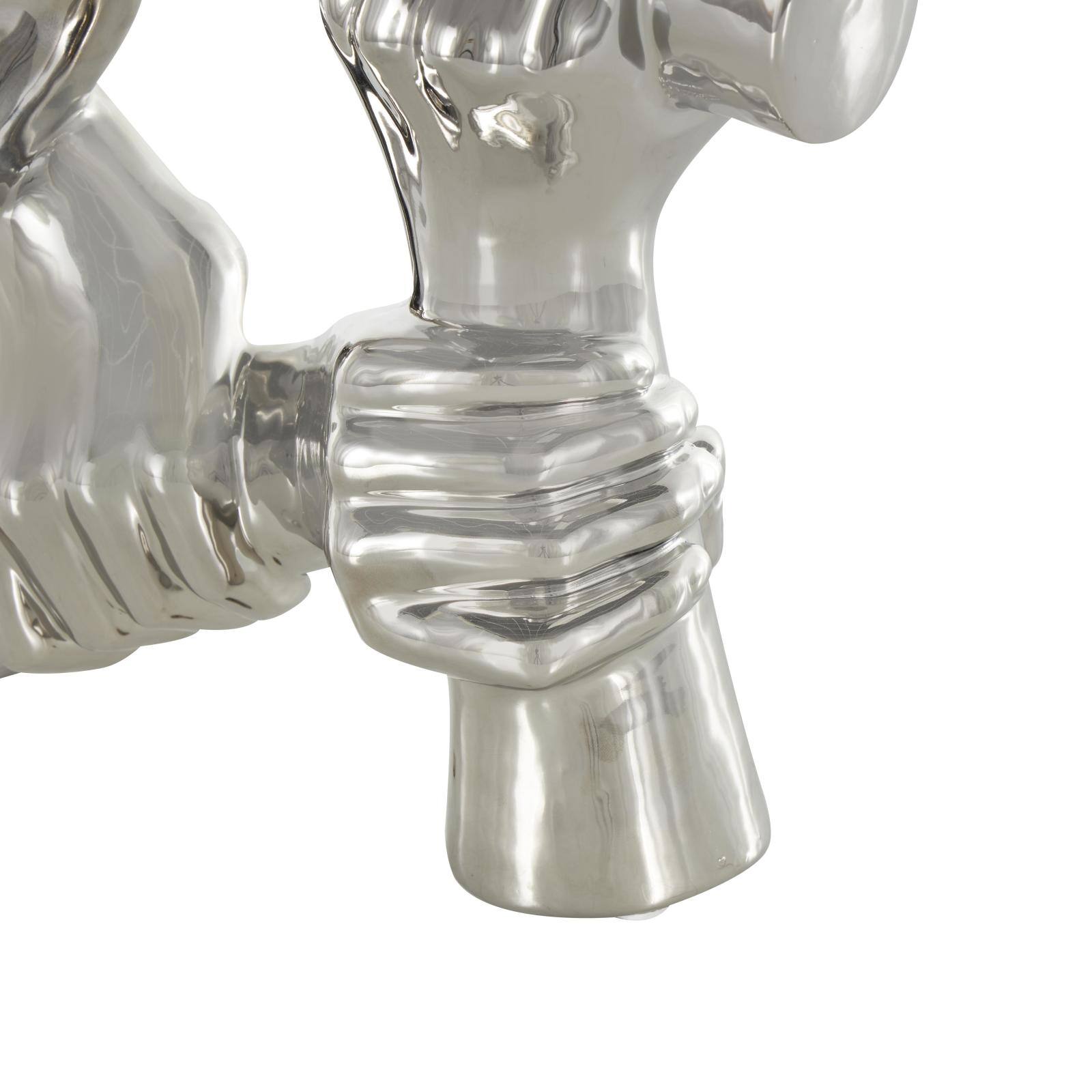 12.5" Silver Ceramic Hands Gripping Sculpture