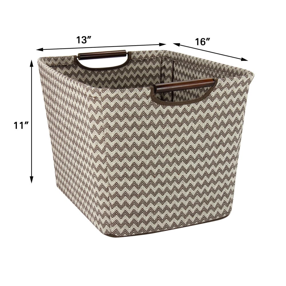 Household Essentials Storage Bin with Wood Handles (Medium, Chevron)