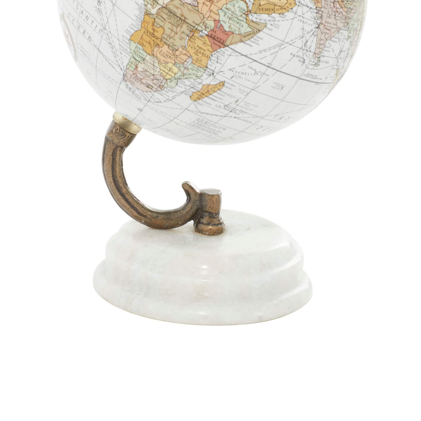8&#x22; White Marble &#x26; Metal Modern Globe