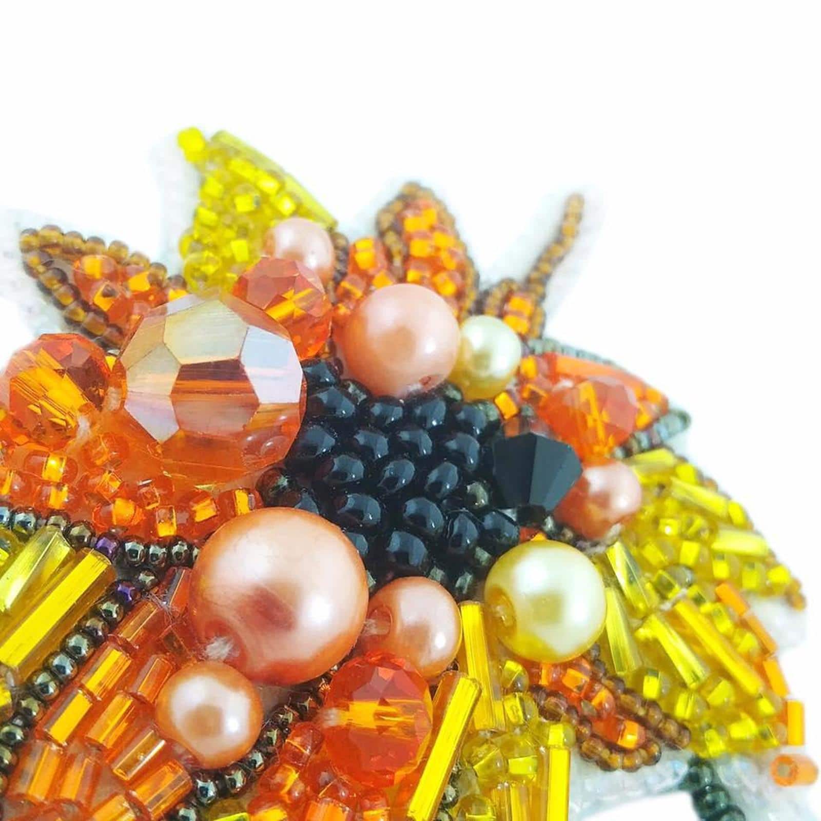 Crystal Art Beadwork Kit For Creating Broоch Sunflower