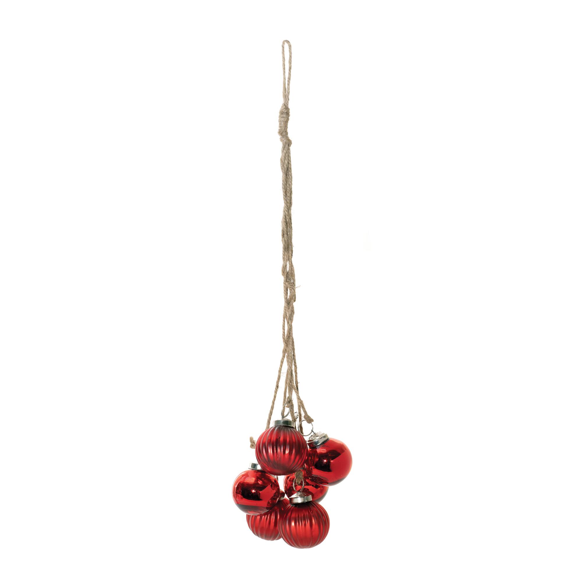 21" Red Glass Ball Cluster Drop Ornaments, 2ct