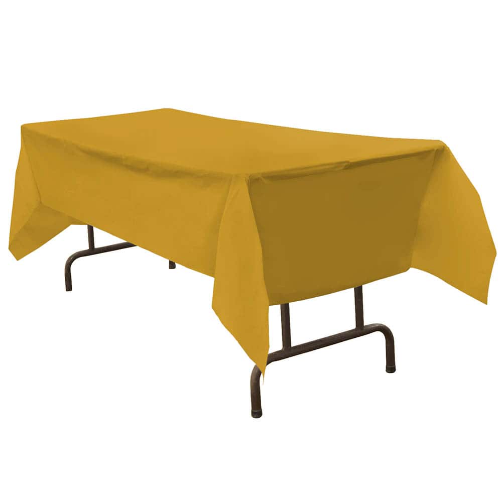 JAM Paper Gold Rectangular Plastic Table Cover, 54" x 108"