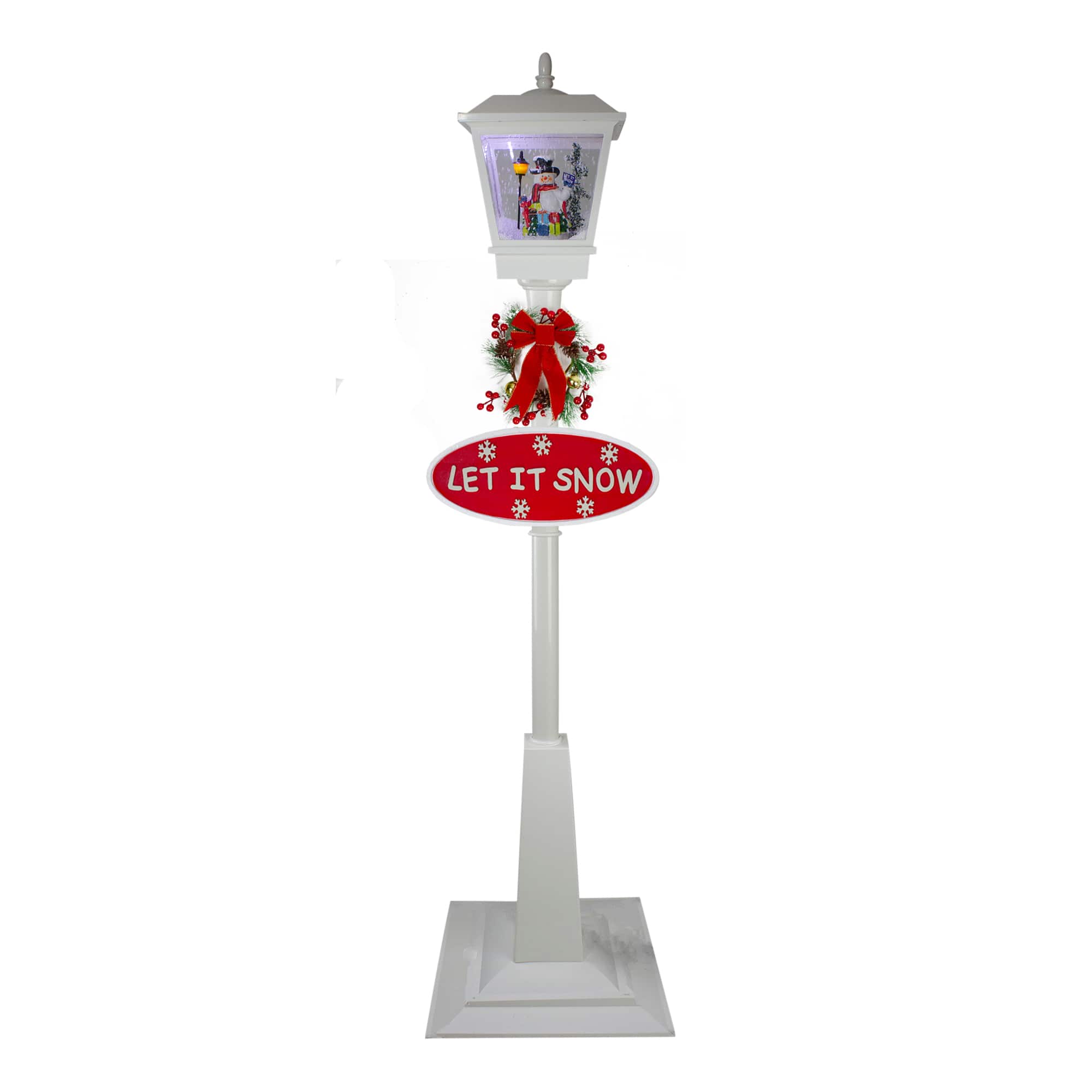 6ft. White Lighted Musical Snowman Christmas Street Lamp