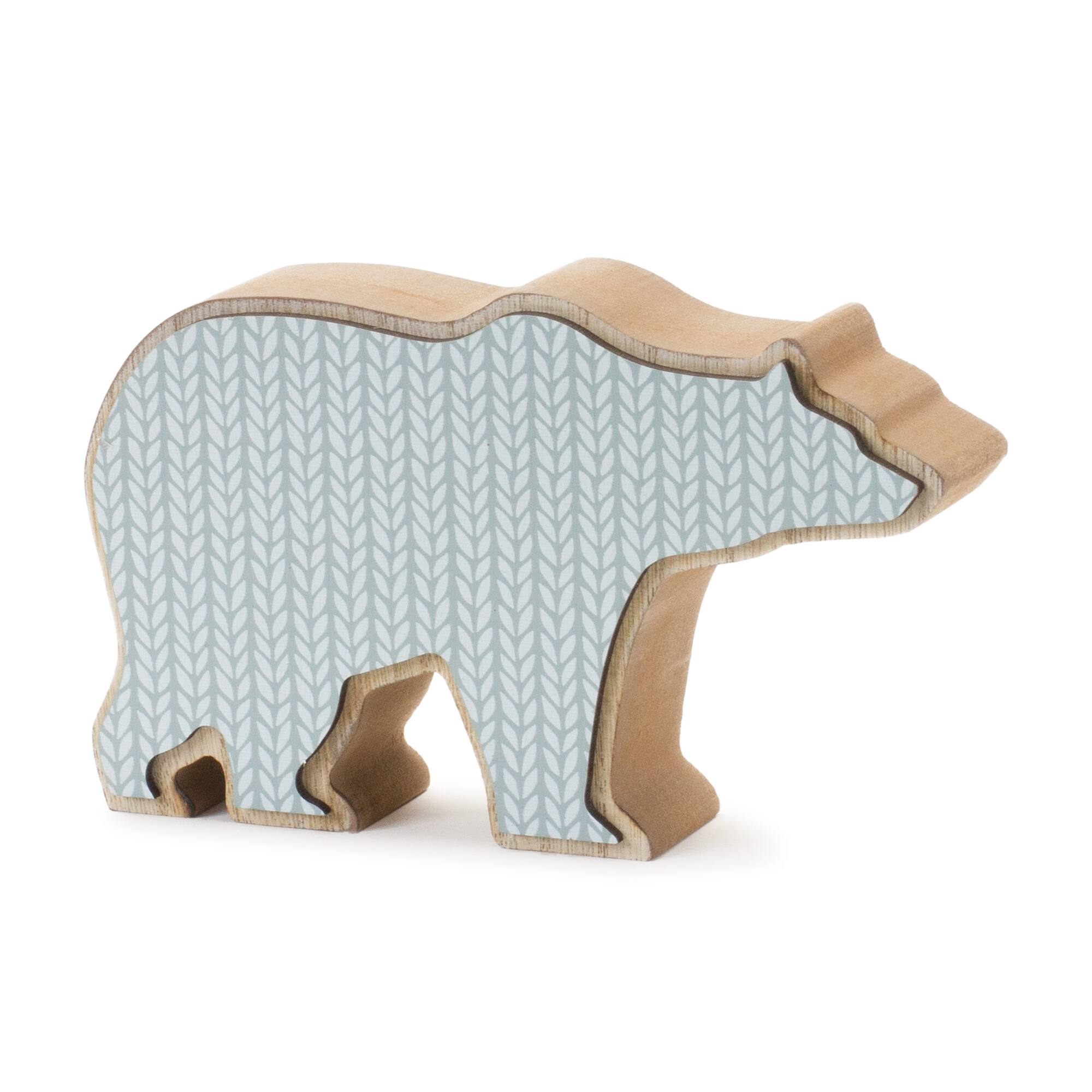 Wood Polar Bear Decor Set, 3&#x22; &#x26; 3.75&#x22;