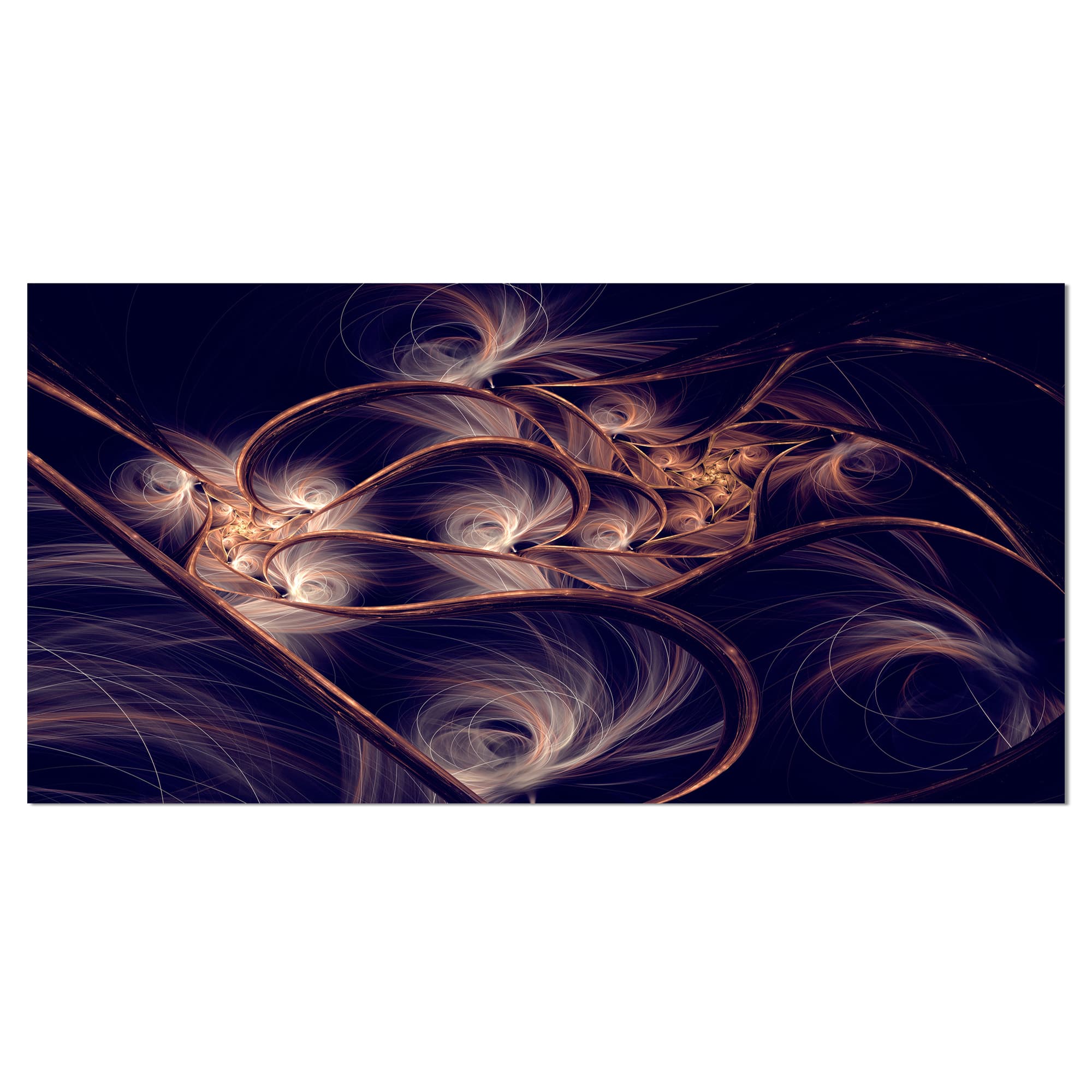 Designart - Dark Gold Fractal Flower Pattern - Abstract Canvas Art Print