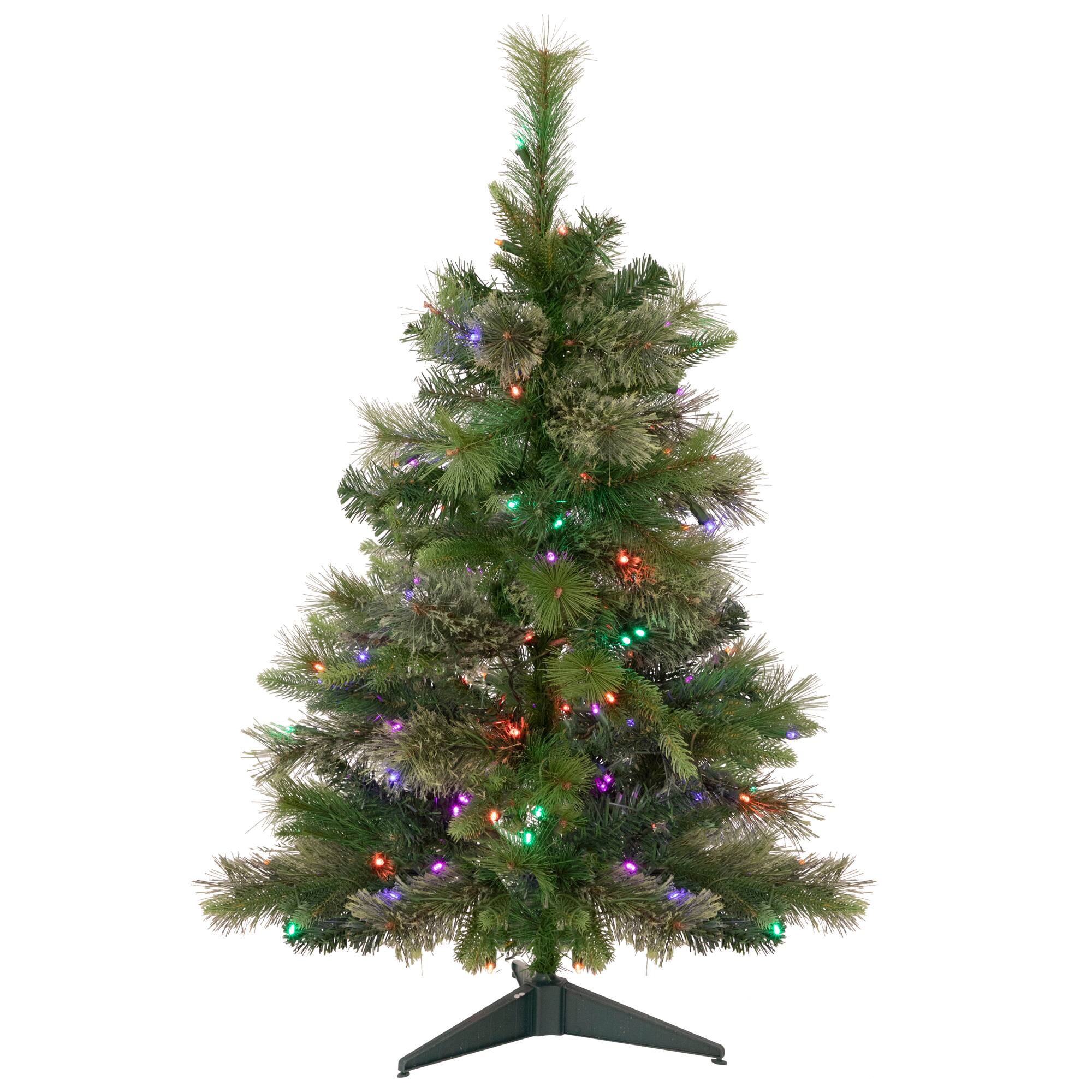 3ft. Pre-Lit Kingston Cashmere Pine Full Artificial Christmas Tree, Multicolor LED Lights