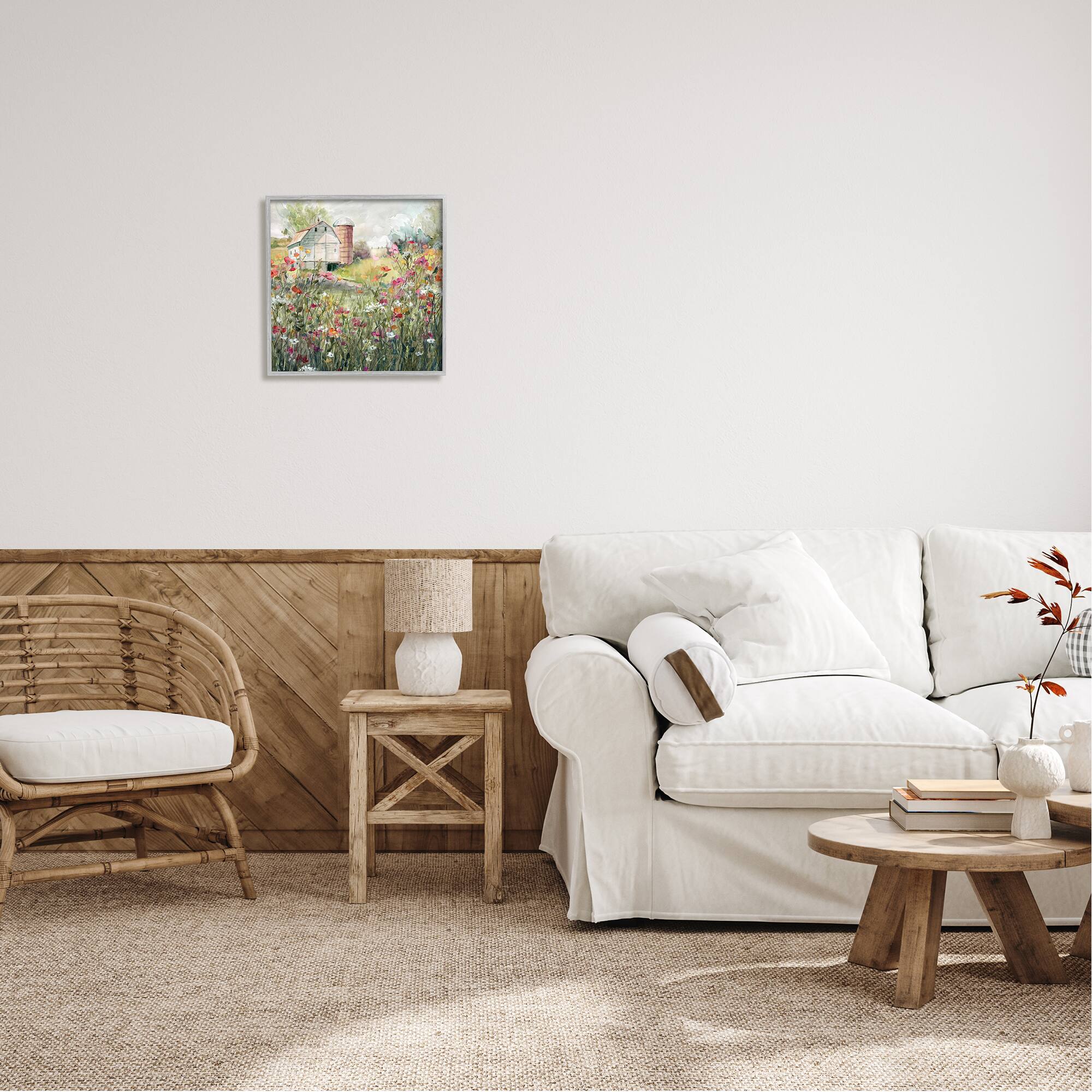 Stupell Industries Vibrant Flower Blossoms Rural Barn Framed Giclee Art