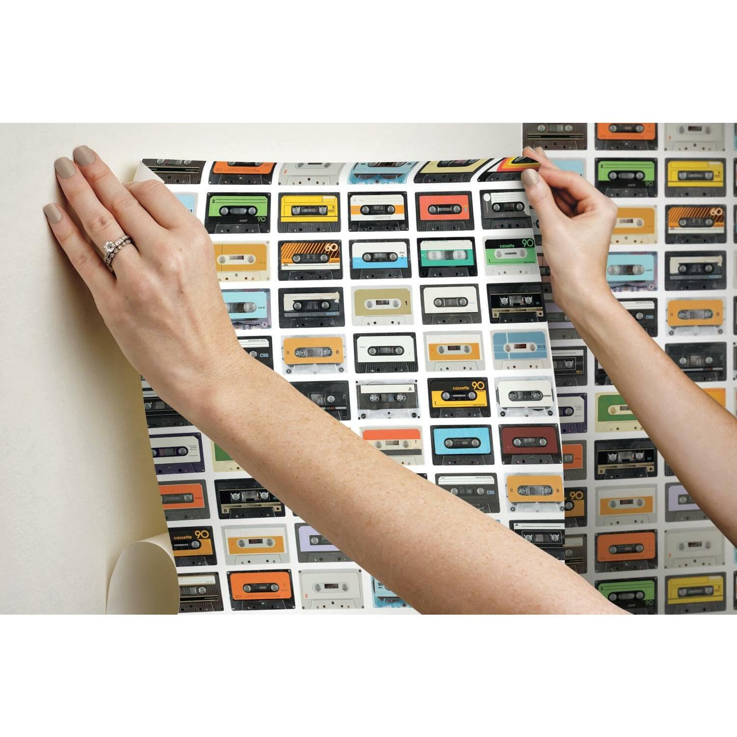 RoomMates Retro Cassettes Peel & Stick Wallpaper