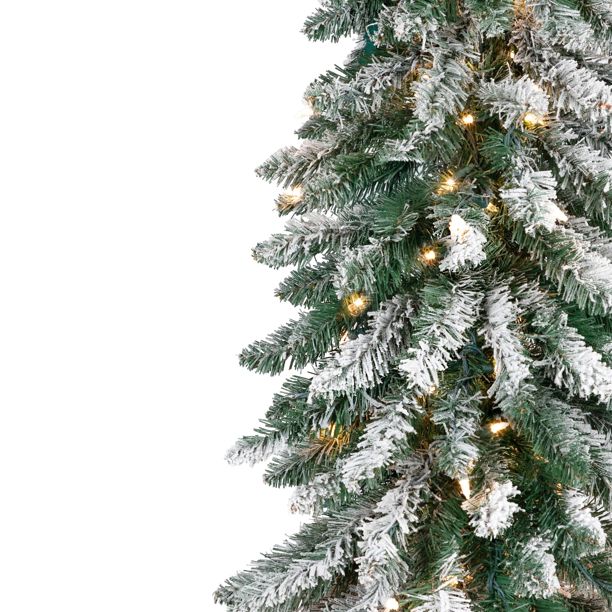 6ft. Pre-Lit Pencil Flocked Alpine Artificial Christmas Tree, Clear Lights