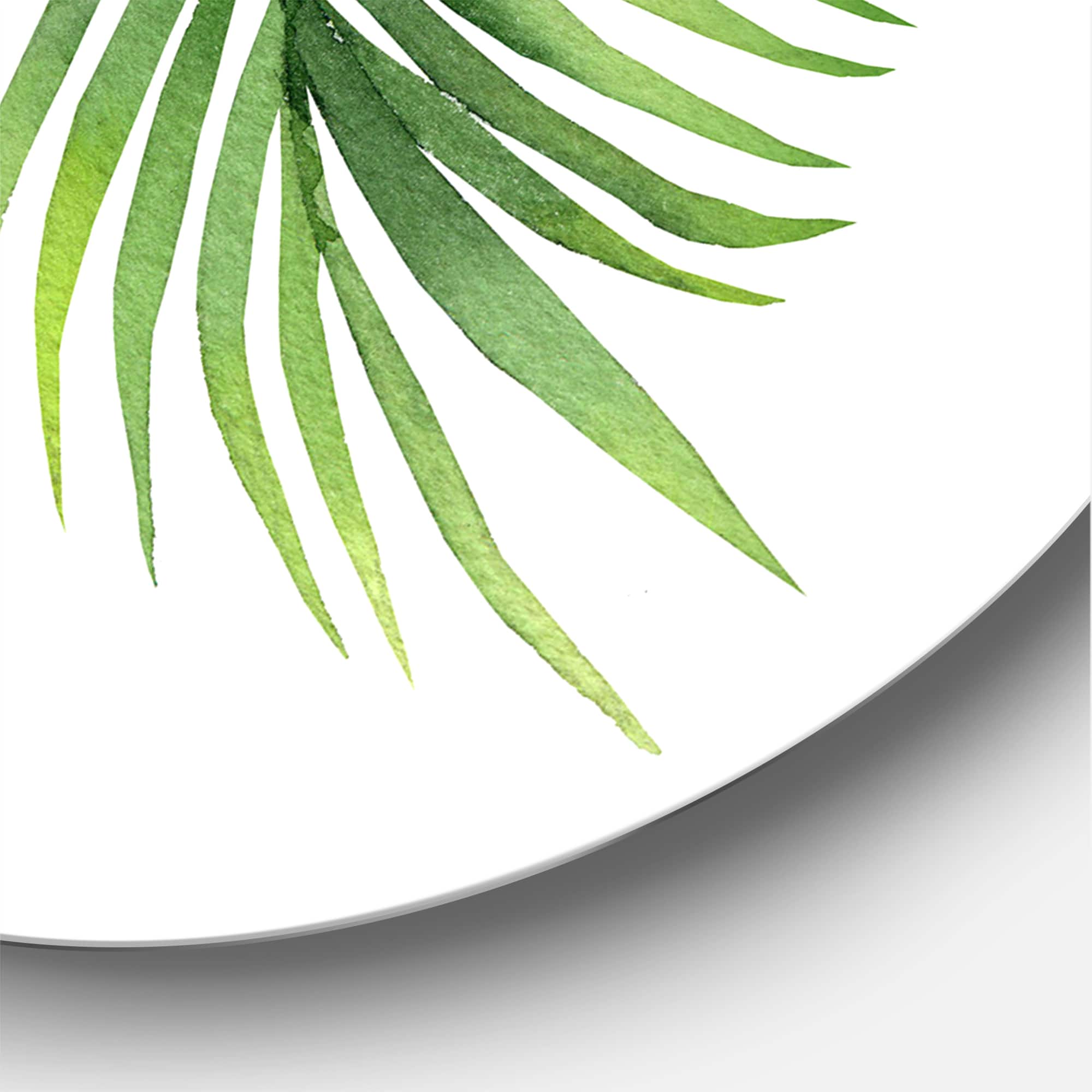 Designart - Detail Tropical Palm Branches - Tropical Metal Circle Wall Art