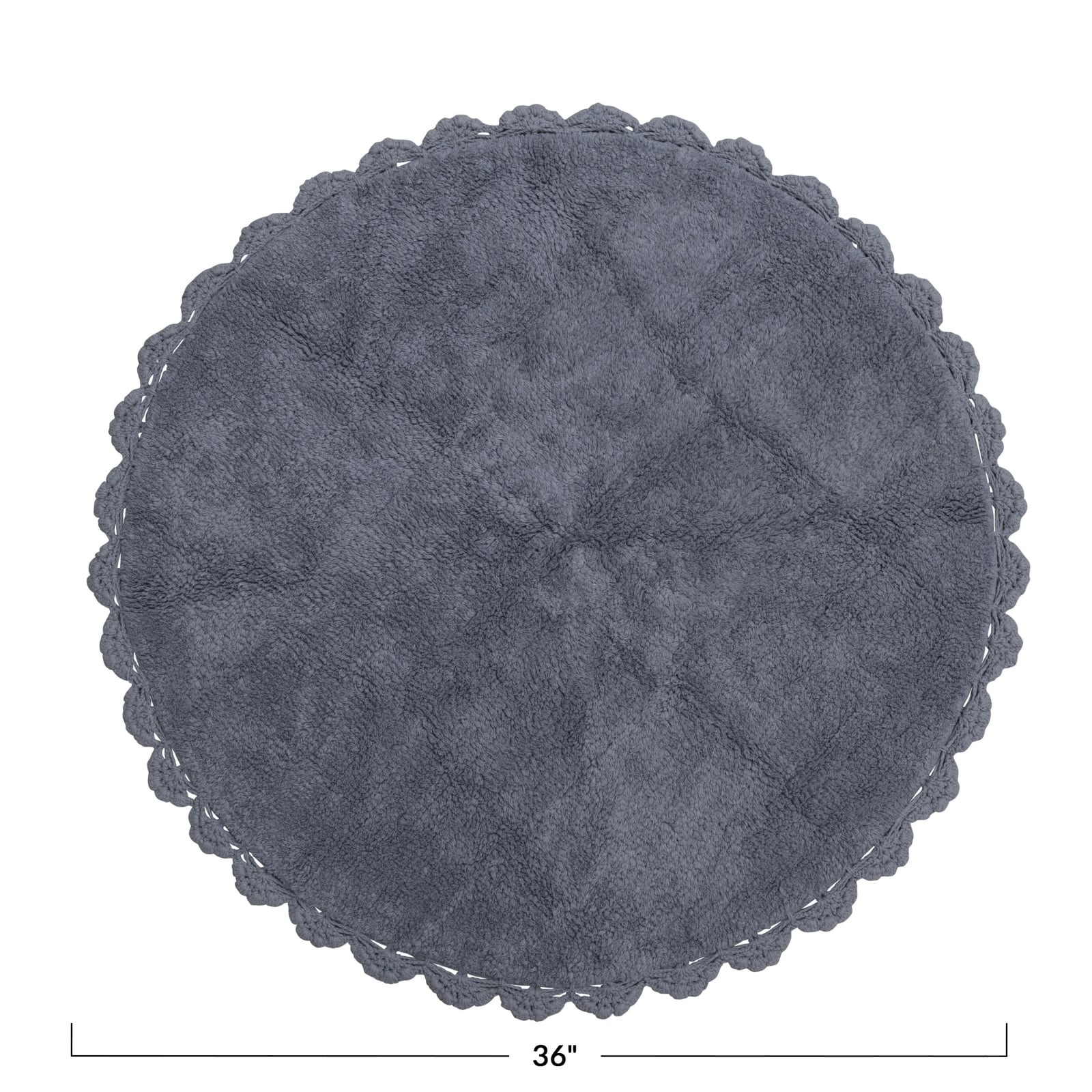 Hello Honey&#xAE; Cotton Tufted Rug with Crocheted and Scalloped Trim, Grey