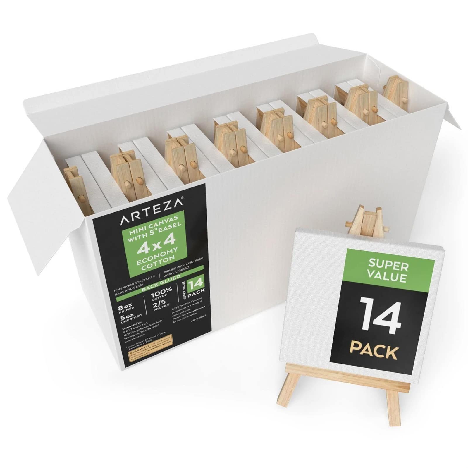 Arteza&#xAE; 4&#x22; x 4&#x22; Mini Canvases with Easels, 14ct.