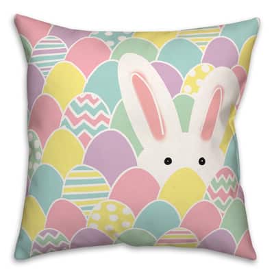 Pastel Bunny Hiding 18" x 18" Throw Pillow | Michaels