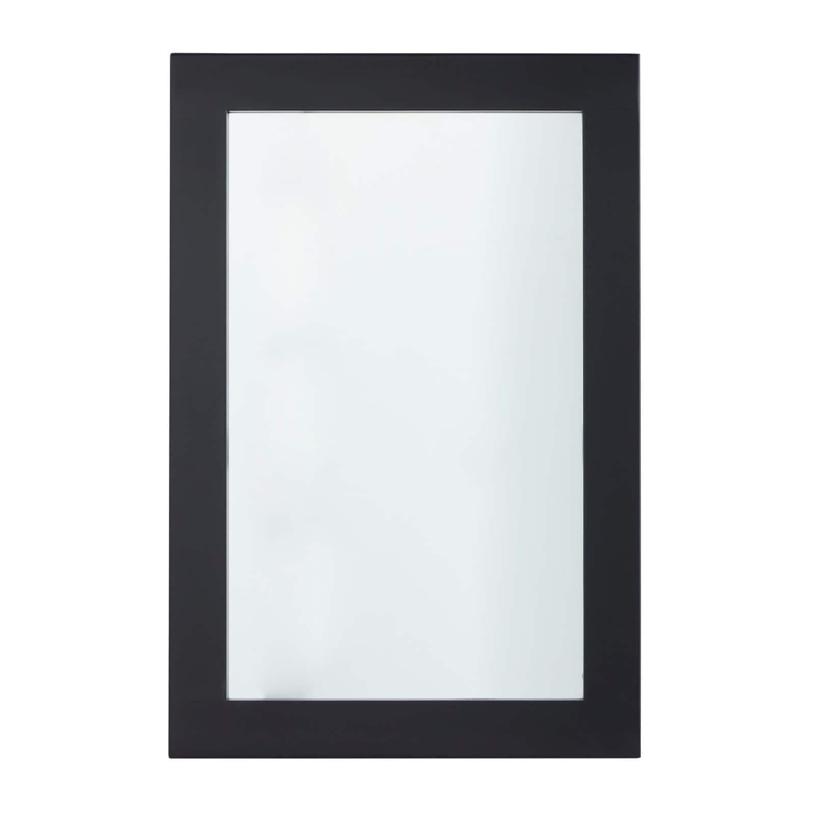 36" Black Rectangle Wood Contemporary Wall Mirror