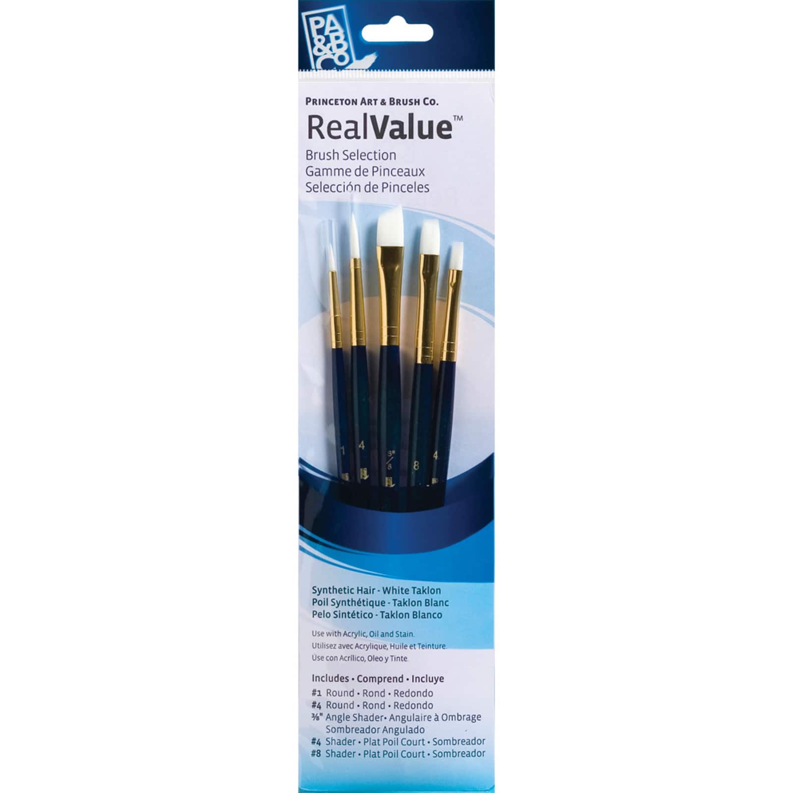 Princeton™ RealValue™ White Taklon 5 Piece Brush Set