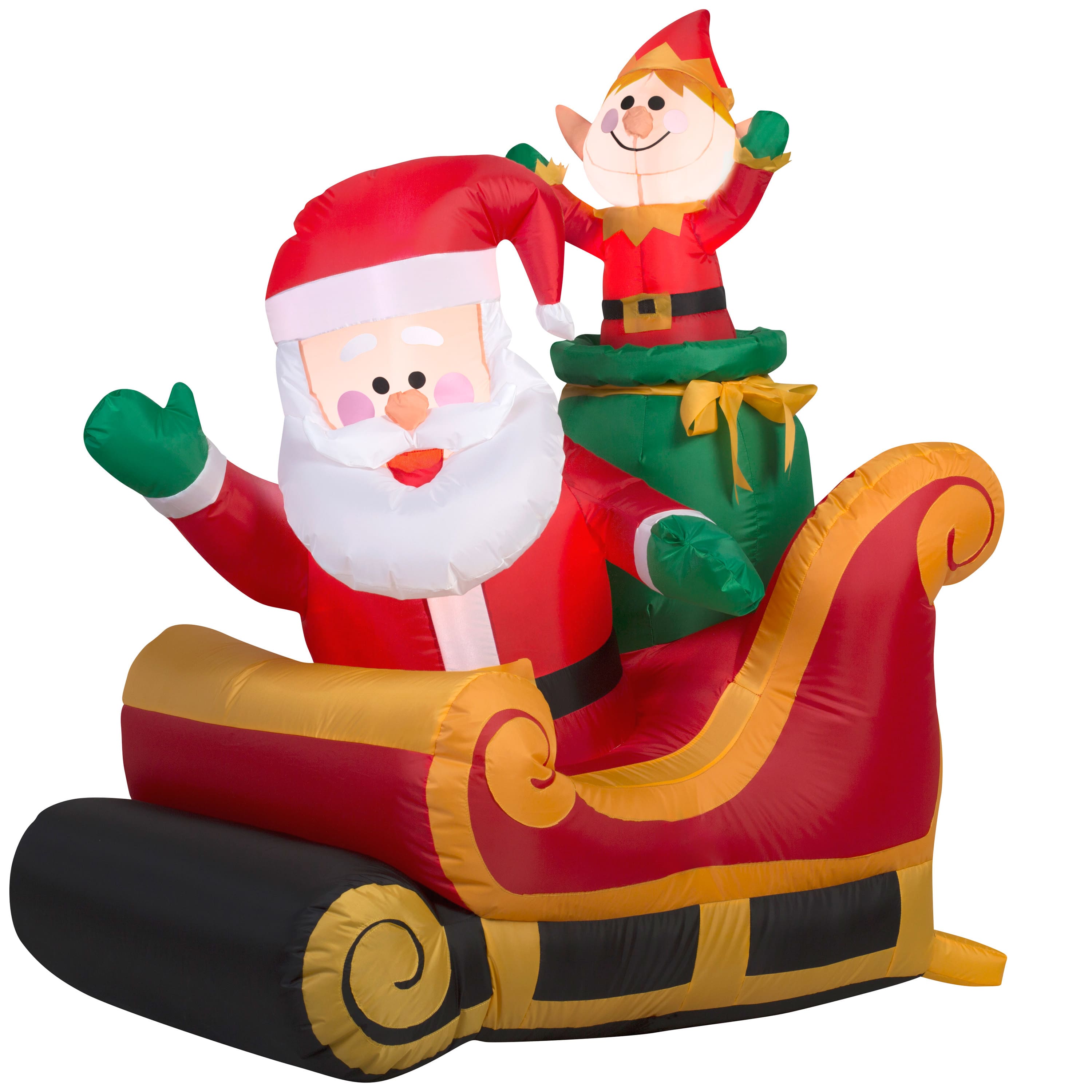 3.5ft. Airblown&#xAE; Inflatable Santa and Elf in Sleigh