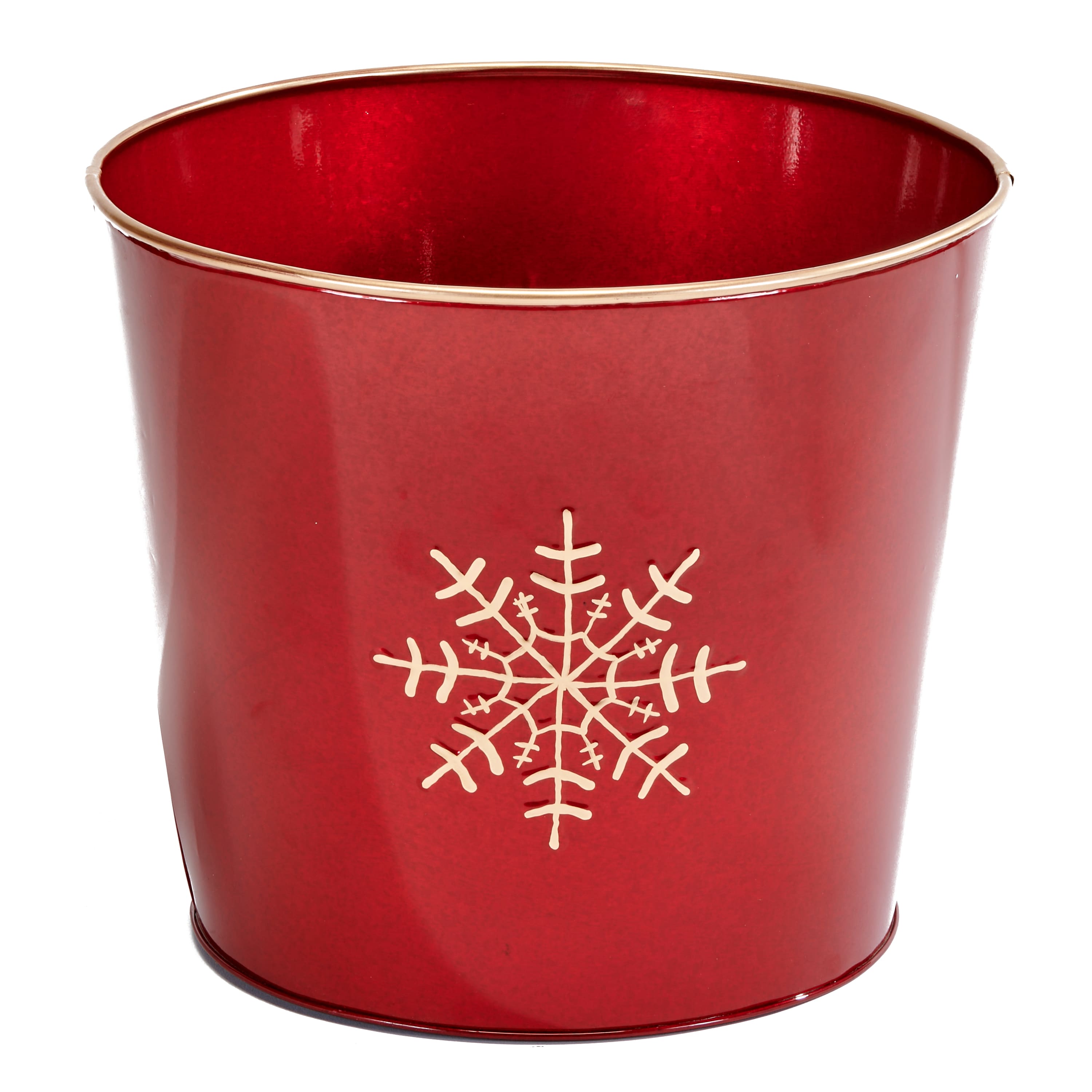 Red & Gold Snowflake Christmas Planter Buckets