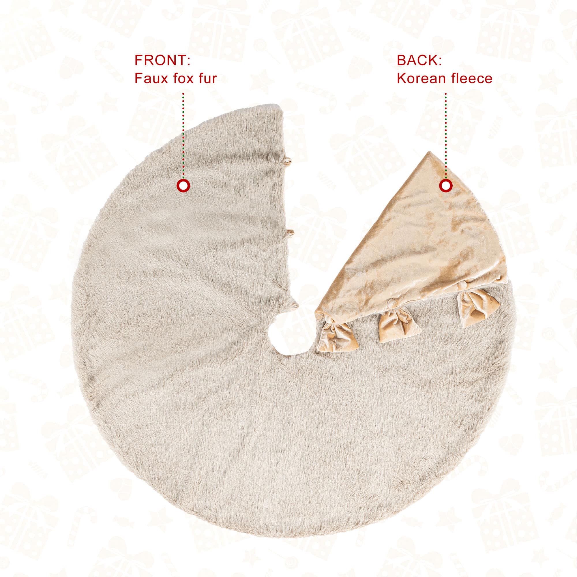 Glitzhome&#xAE; 48&#x22;D Reversible Faux Fox Fur Christmas Tree Skirt