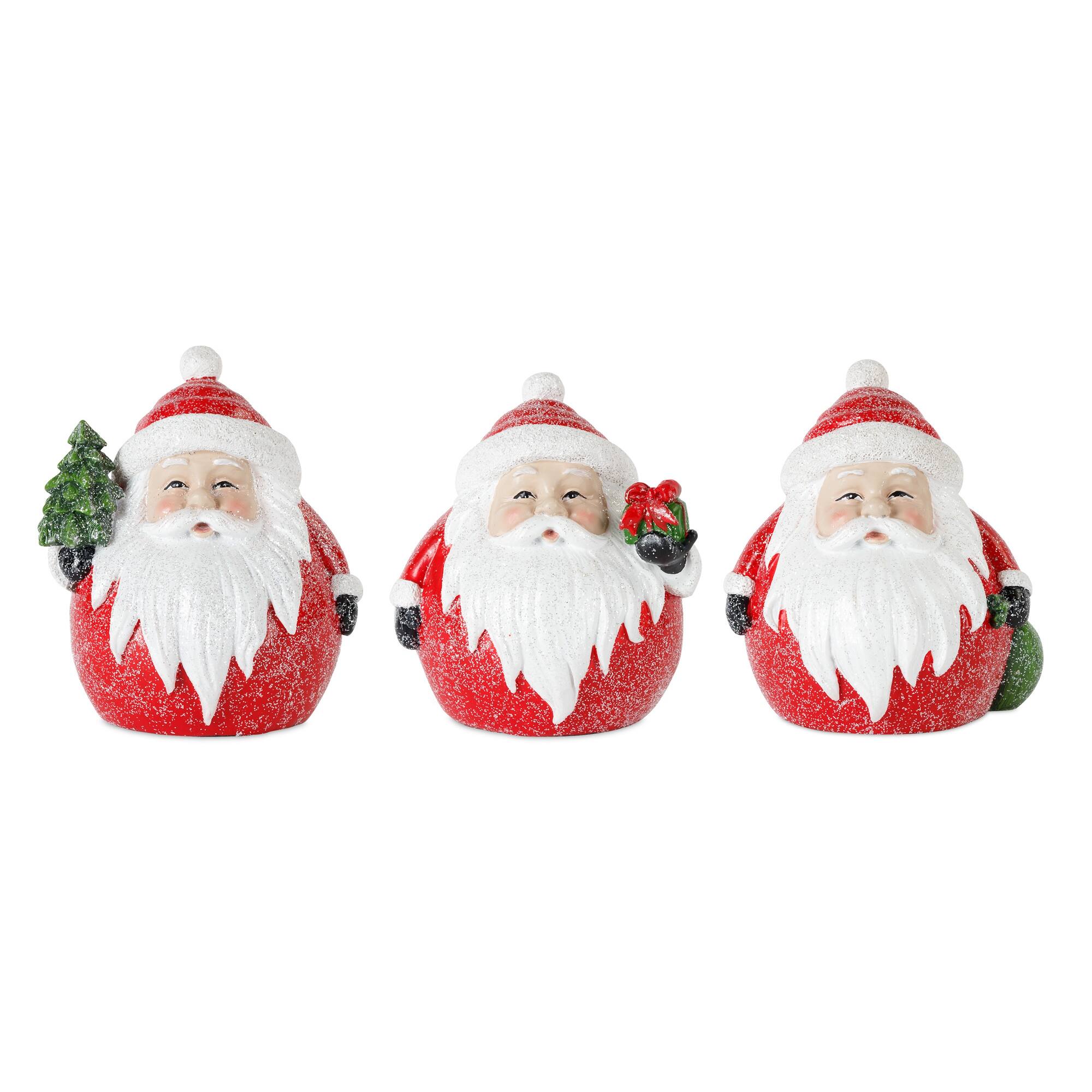 5" Round Santa Figurine Set