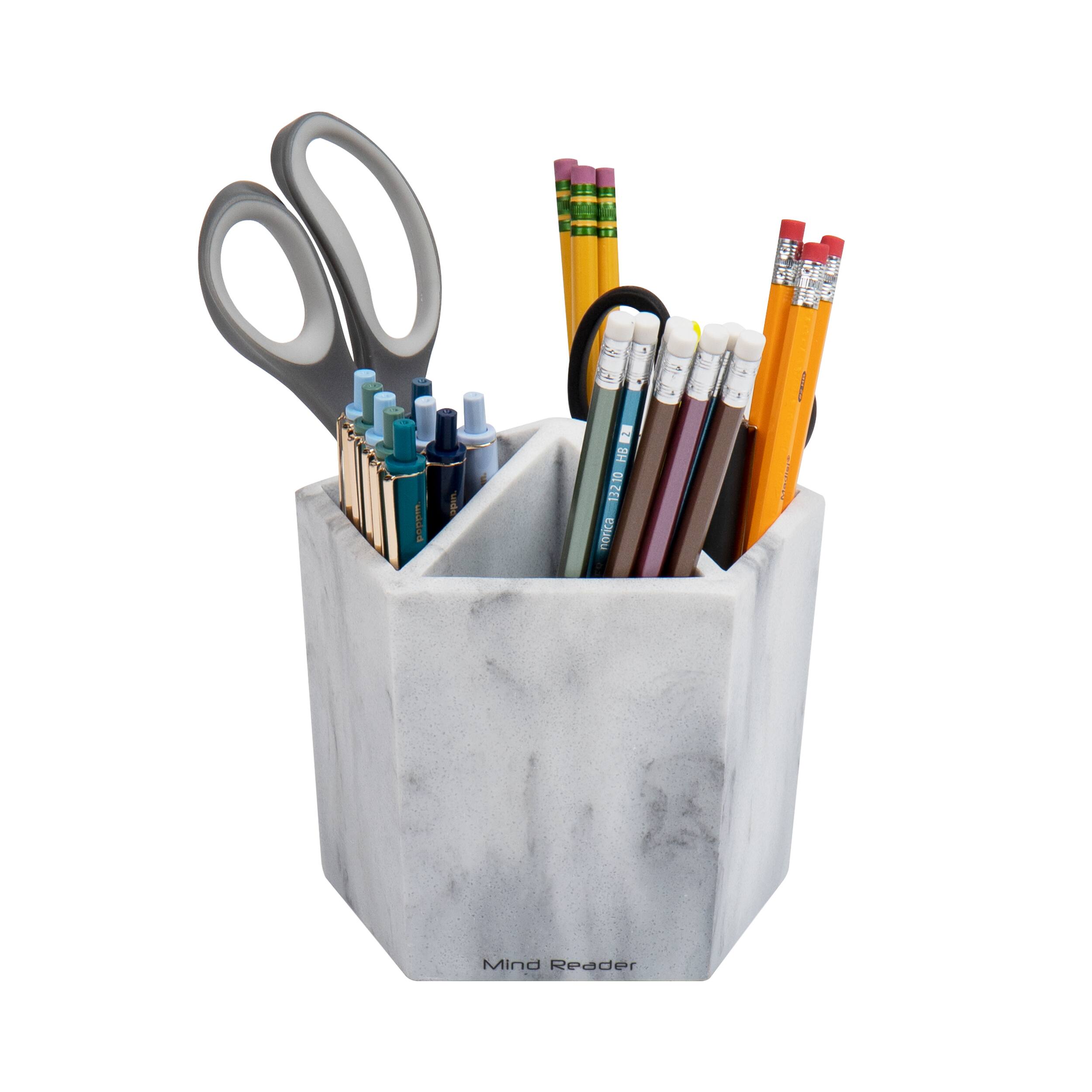 Mind Reader Marbella Collection White 5-Section Pen & Accessory Holder