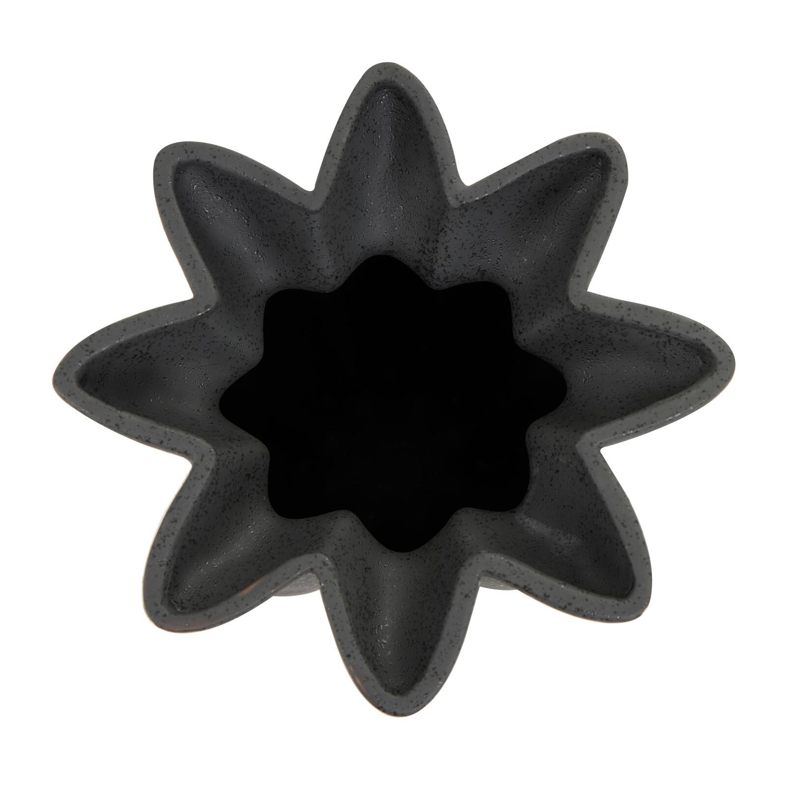 12&#x22; Black Ceramic Speckle Textured Vase with Tulip Style Opening