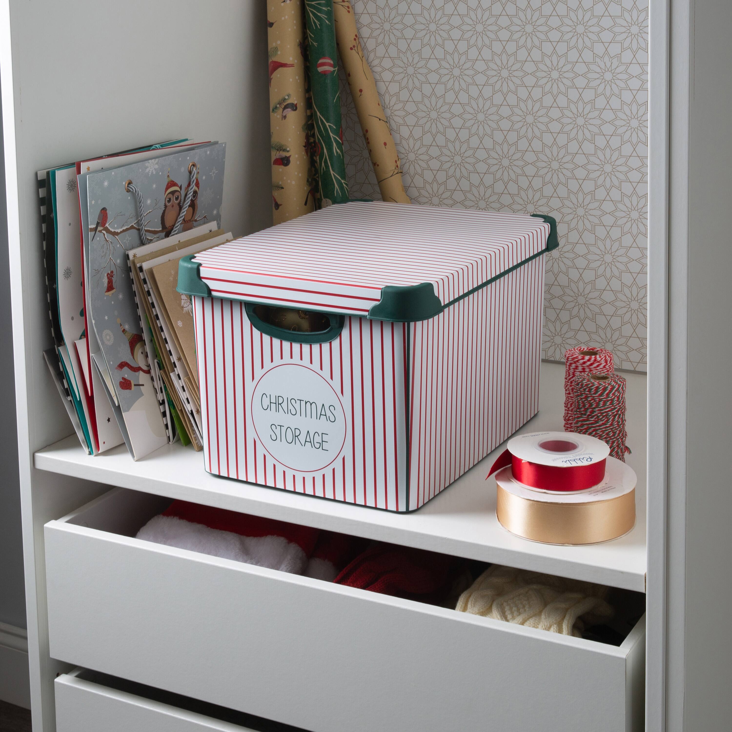 Simplify Christmas Stripe Design Green Ornament Storage Tote Bin