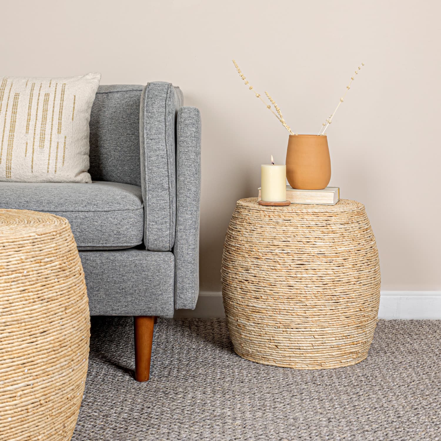 Hello Honey® 17" Natural Corn Rope Round Accent Table