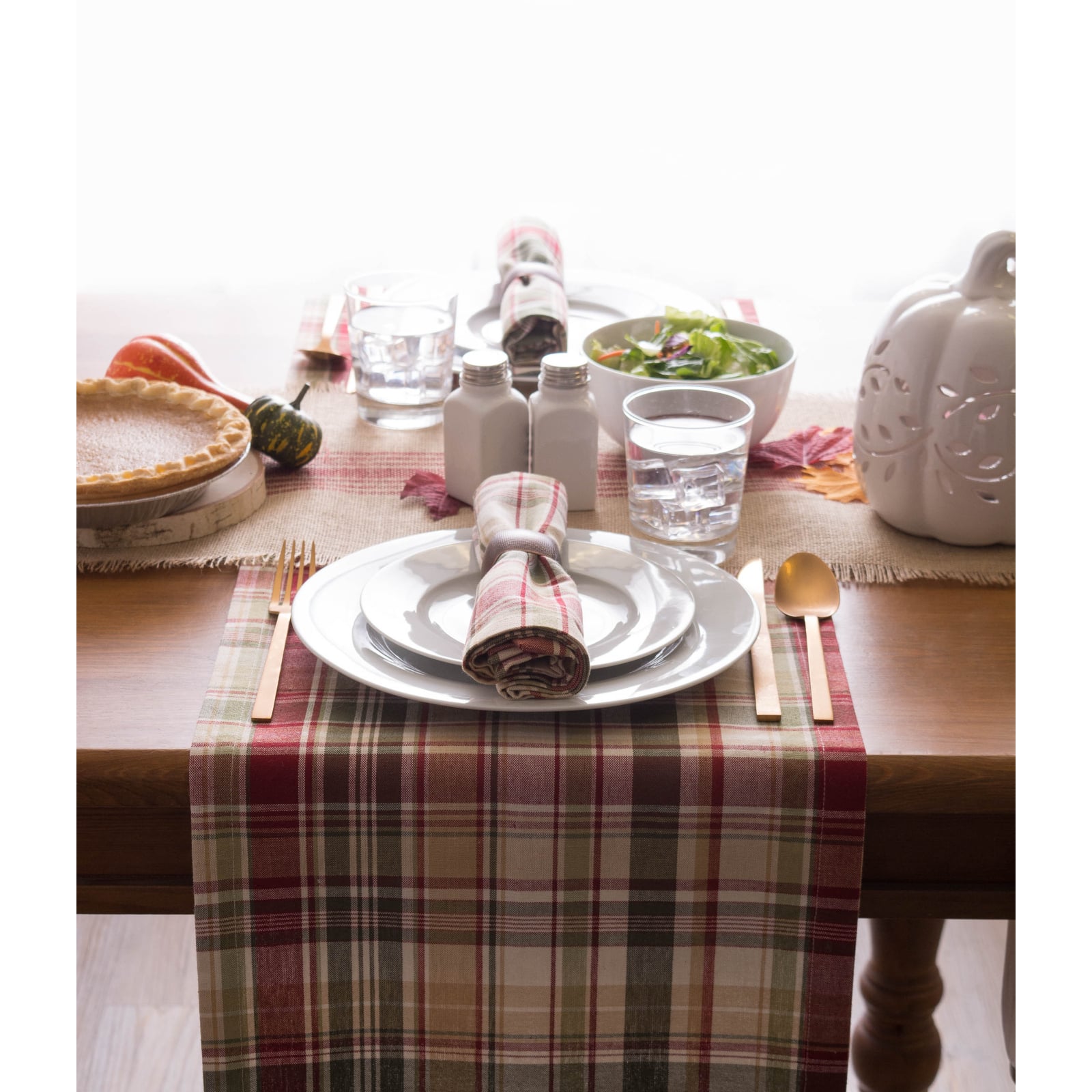 DII&#xAE; 108&#x22; Give Thanks Plaid Table Runner