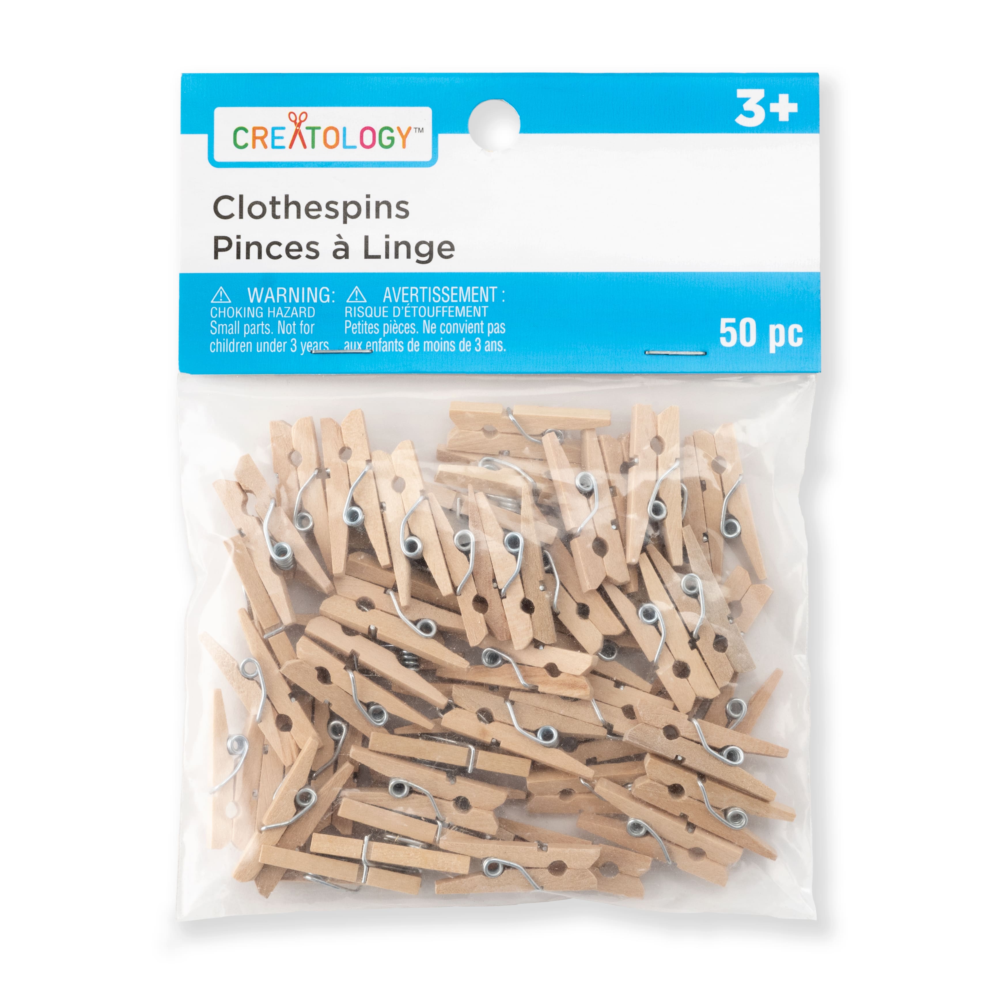 12 Packs: 50 ct. (600 total) Tiny Wood Clothespins by Creatology™