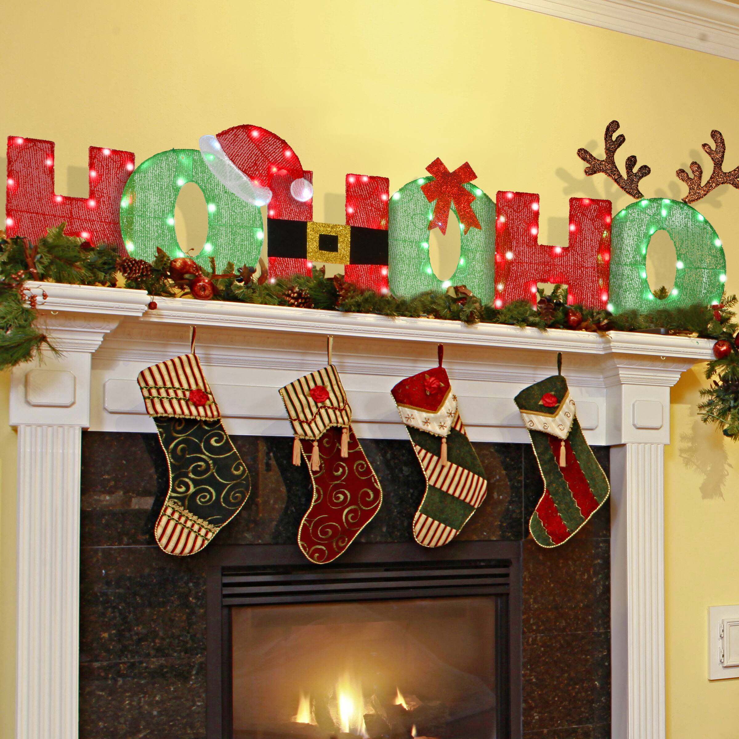 7.5ft. LED Red & Green Ho Ho Ho Decoration