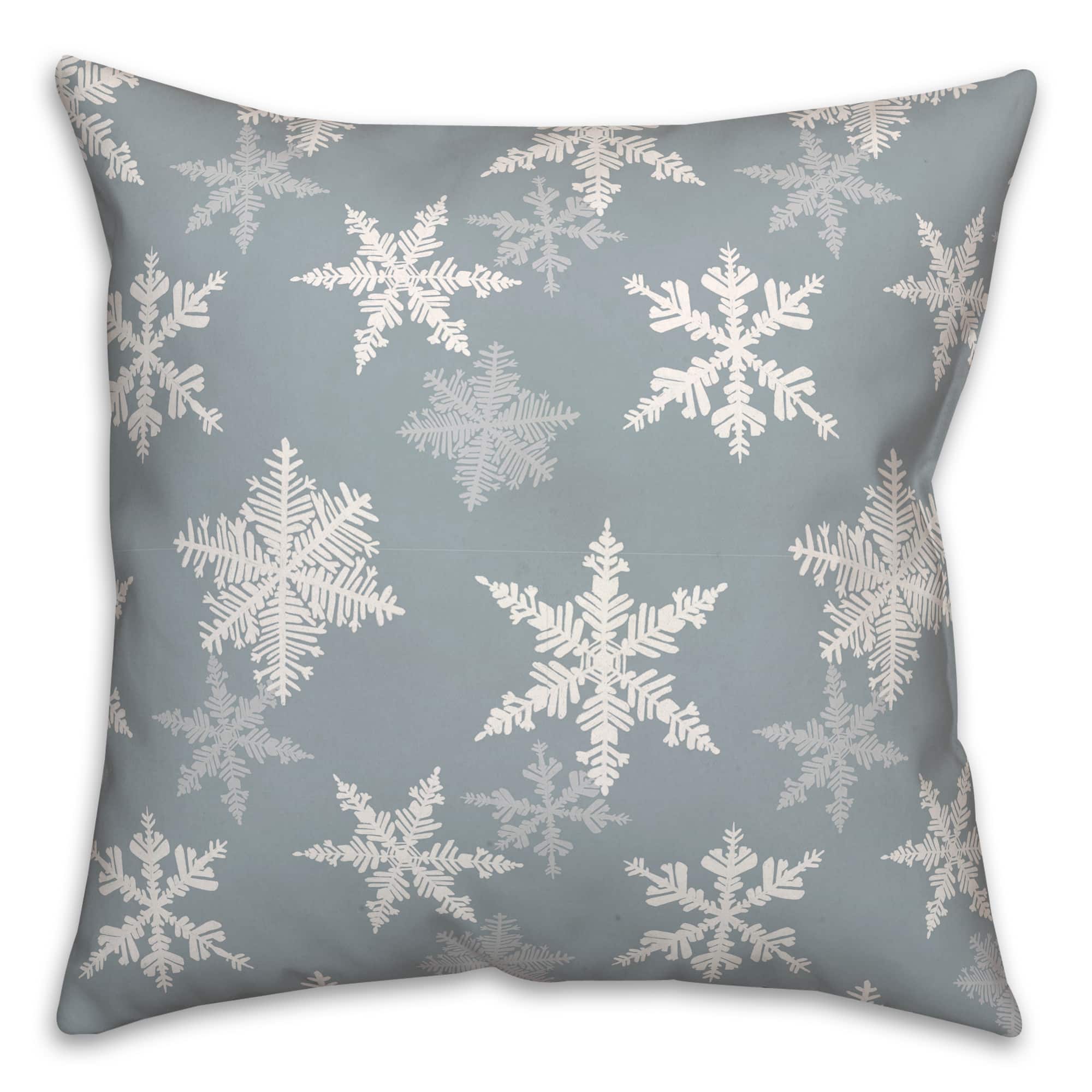 Blue Snowflake Pattern 18" x 18" Throw Pillow