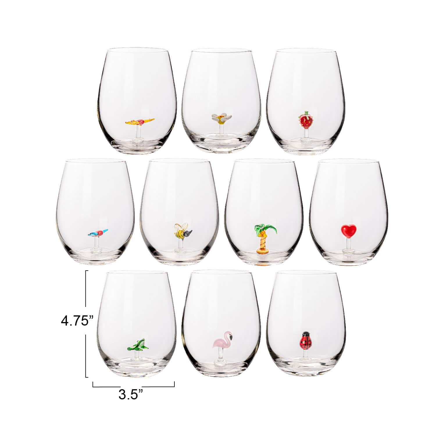 4.75&#x22; Round Stemless Wine Glass Set