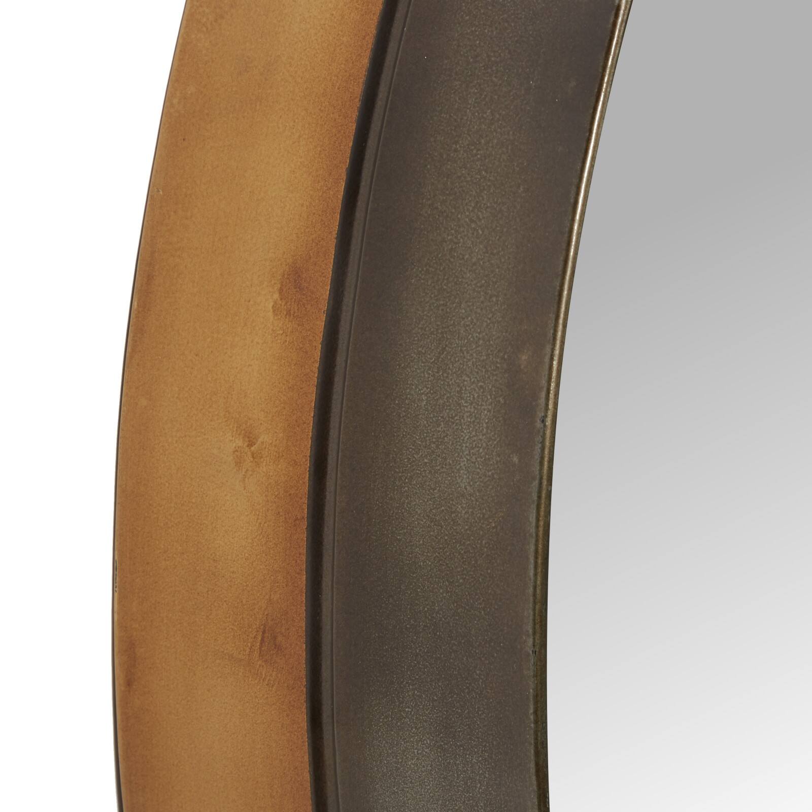 32&#x22; Black &#x26; Brown Metal Modern Wall Mirror