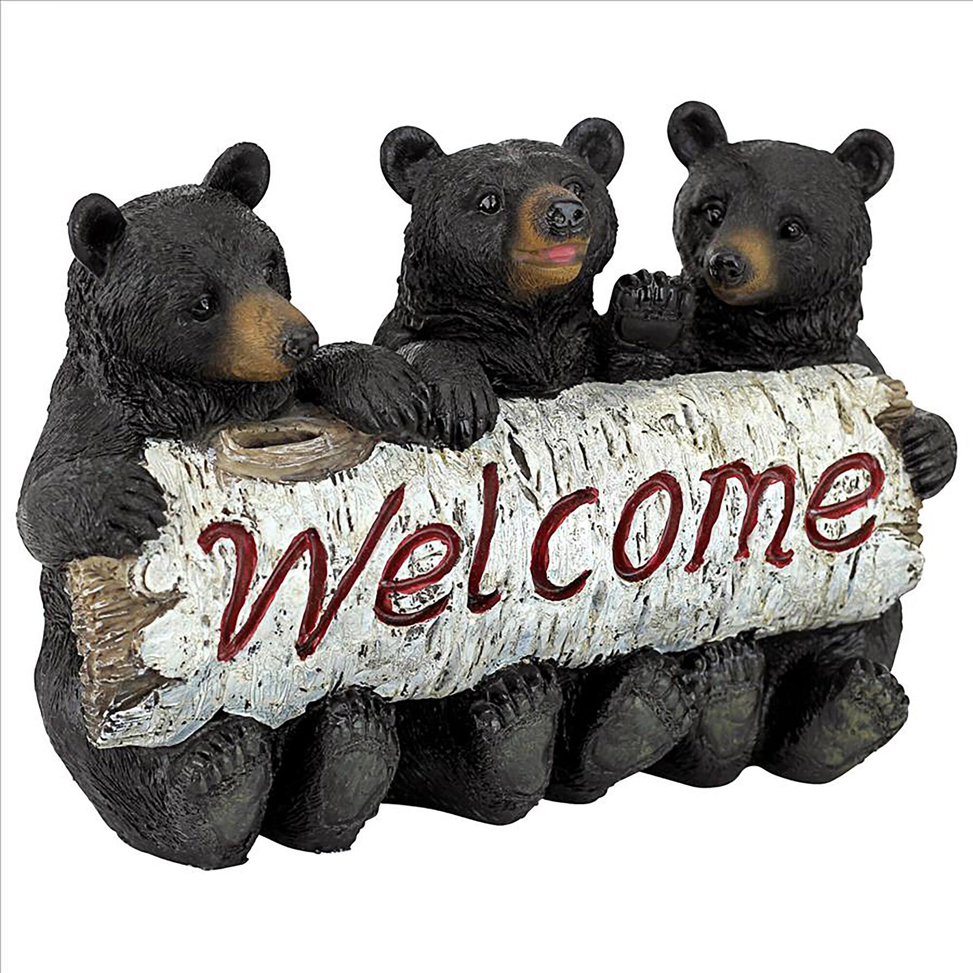 Design Toscano 12" Black Bear Cubs Welcome Statue