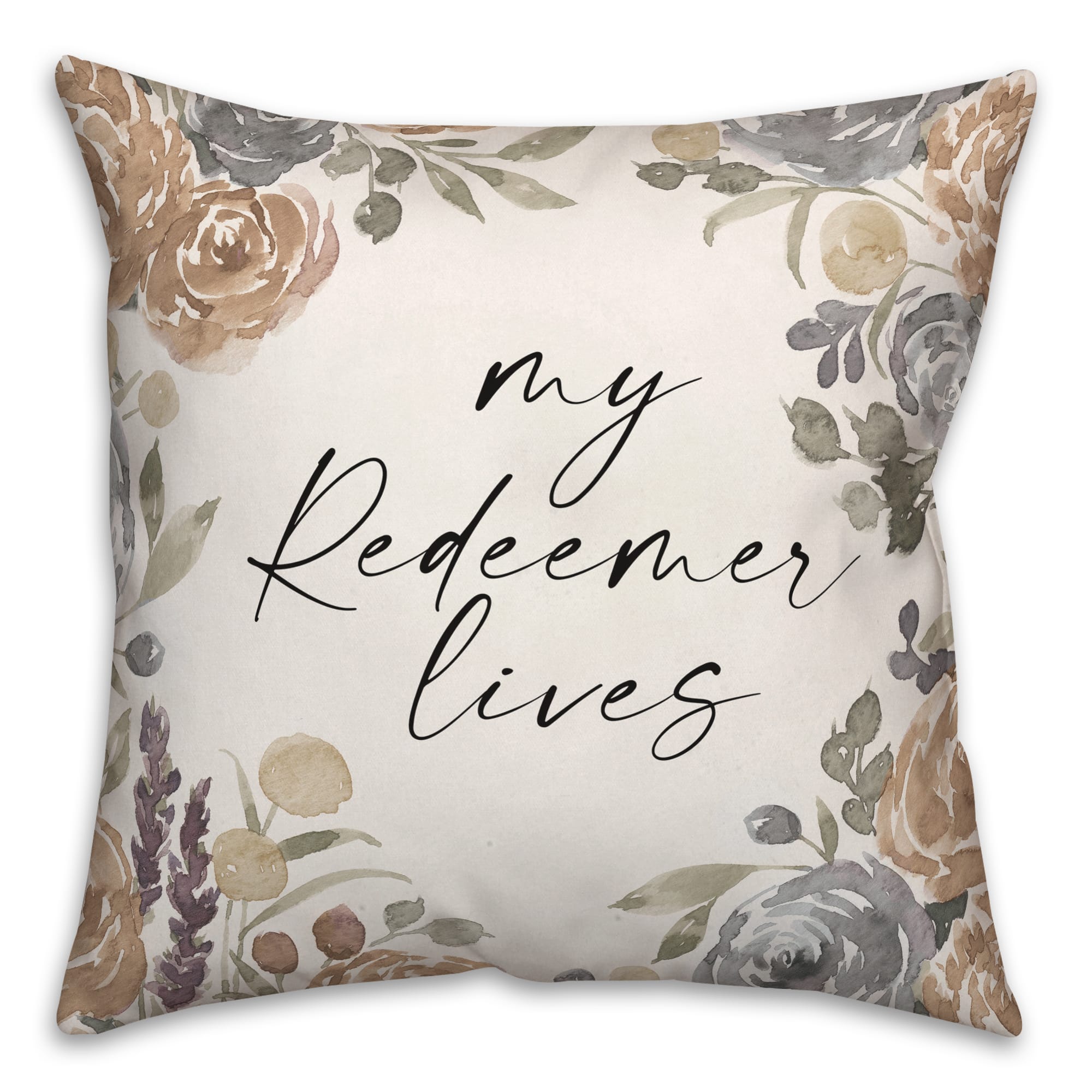 Redeemer Lives Neutral Pillow 2 18" x 18" Throw Pillow