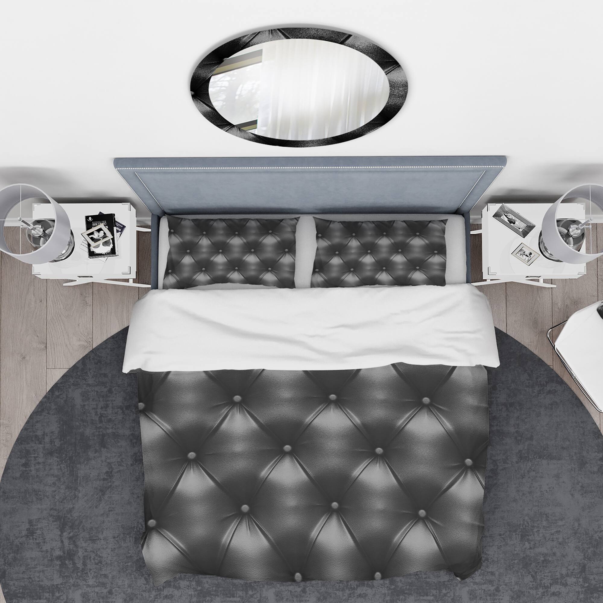 Designart &#x27;Luxury Classic Black Sofa Leather&#x27; Modern &#x26; Contemporary Bedding Set - Duvet Cover &#x26; Shams