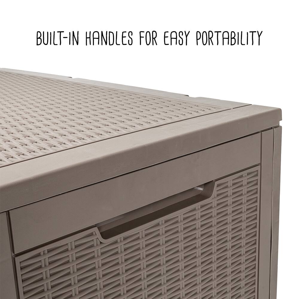 Honey Can Do 100gal Brown Wicker Resin Deck Box