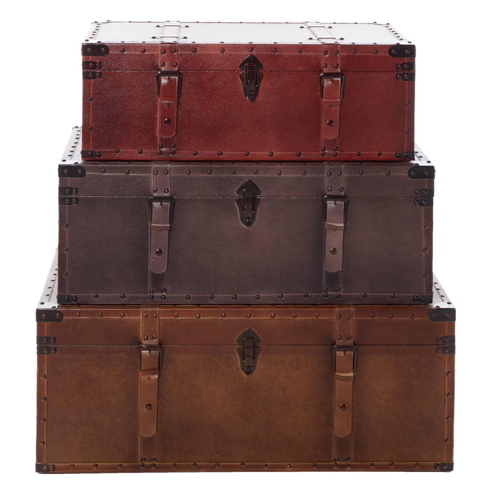 Set of 3&#x22; Brown Wood Rustic Trunk, 32&#x22;, 29&#x22;, 26&#x22;