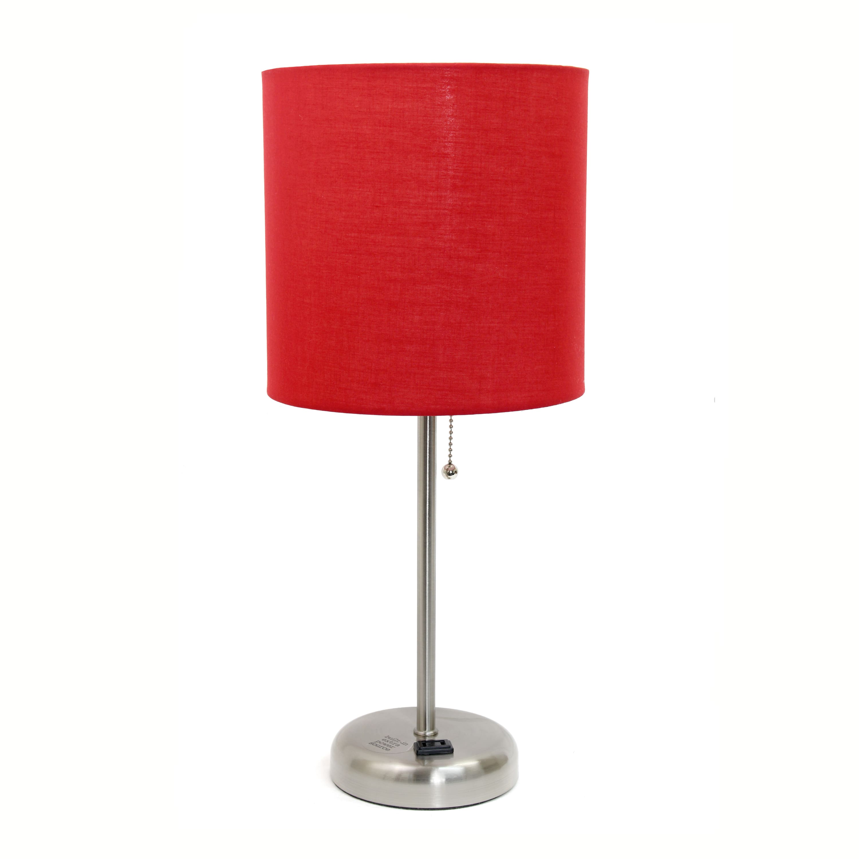 LimeLights 19.5" Stick Lamp with Charging Outlet and Fabric Shade