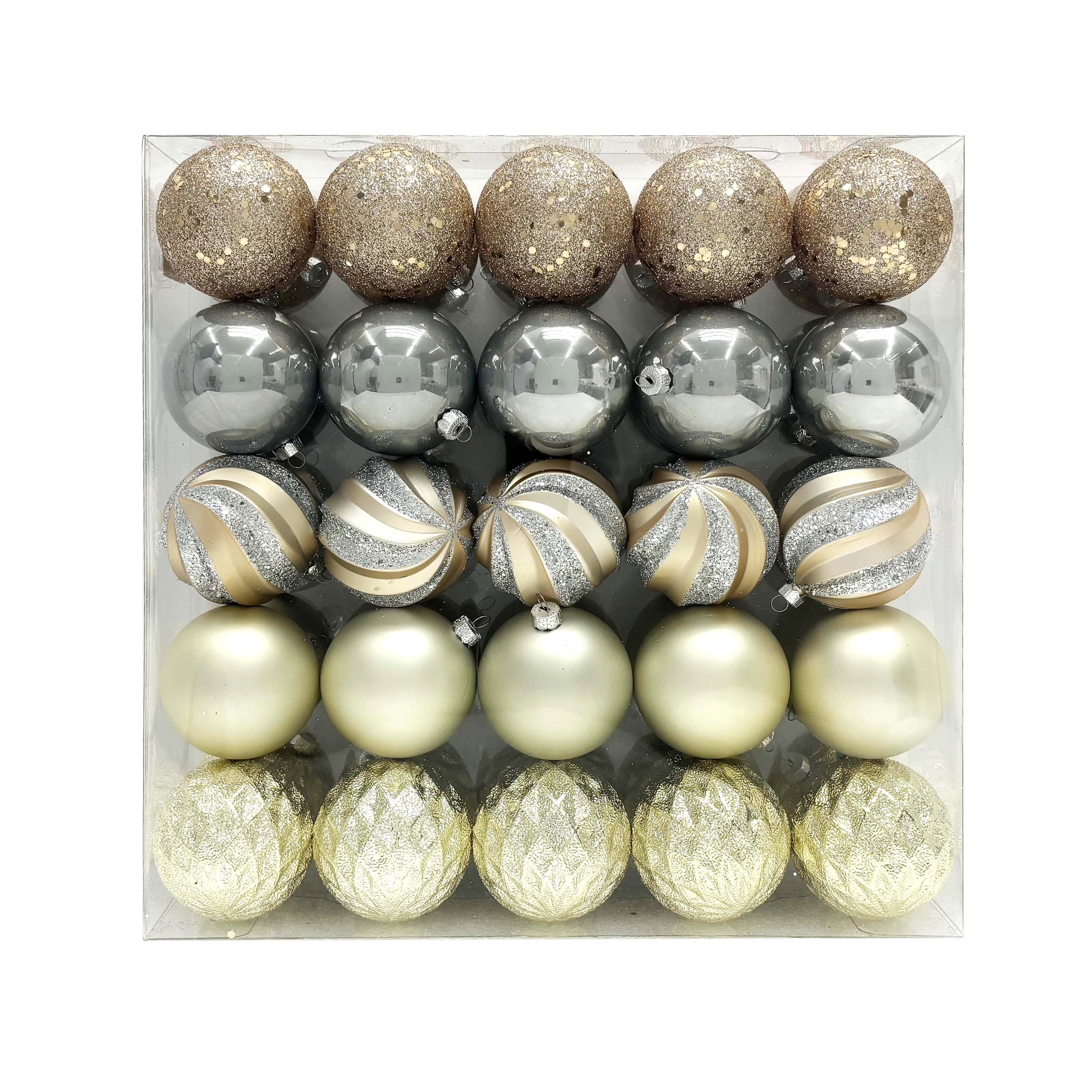 50 Pack 2&#x22; Champagne Shatterproof Ball Ornament Mix by Ashland&#xAE;