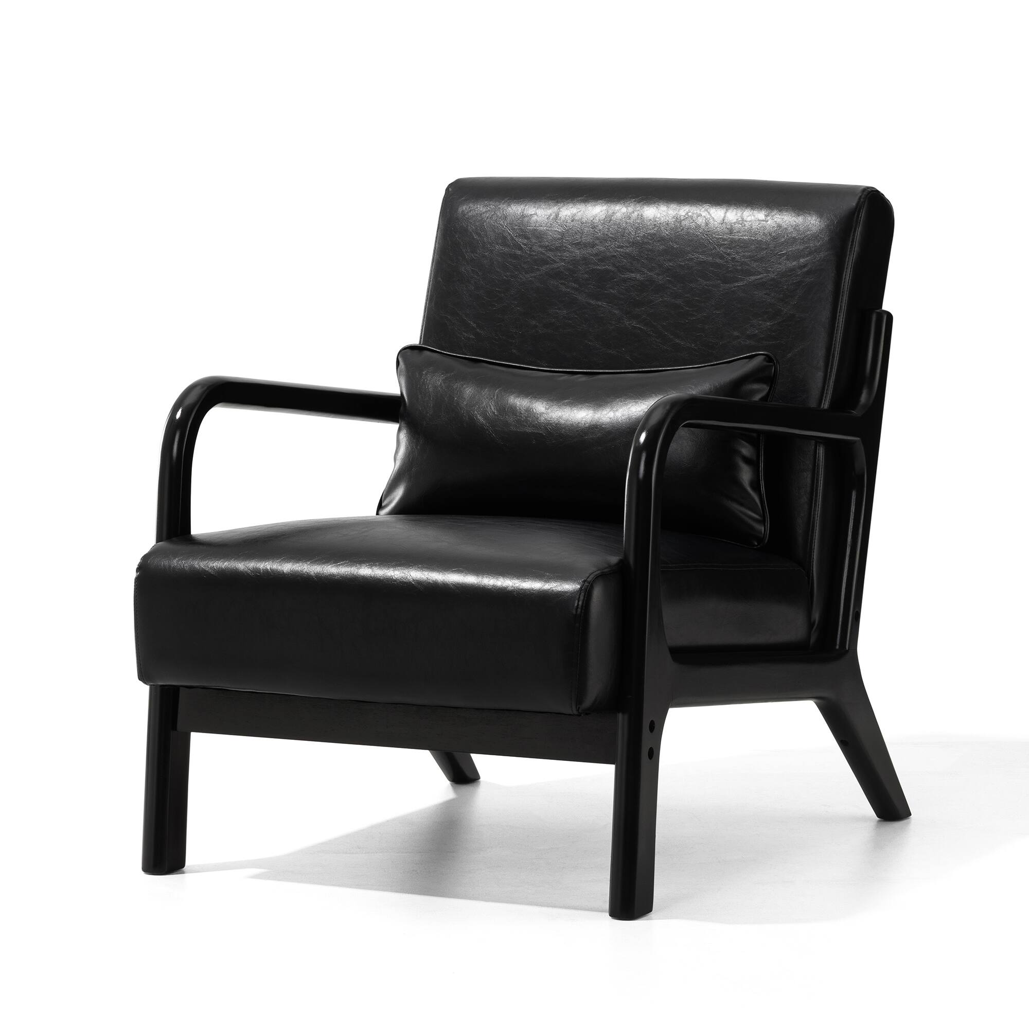 Glitzhome&#xAE; Mid-Century Faux Leather Accent Chair