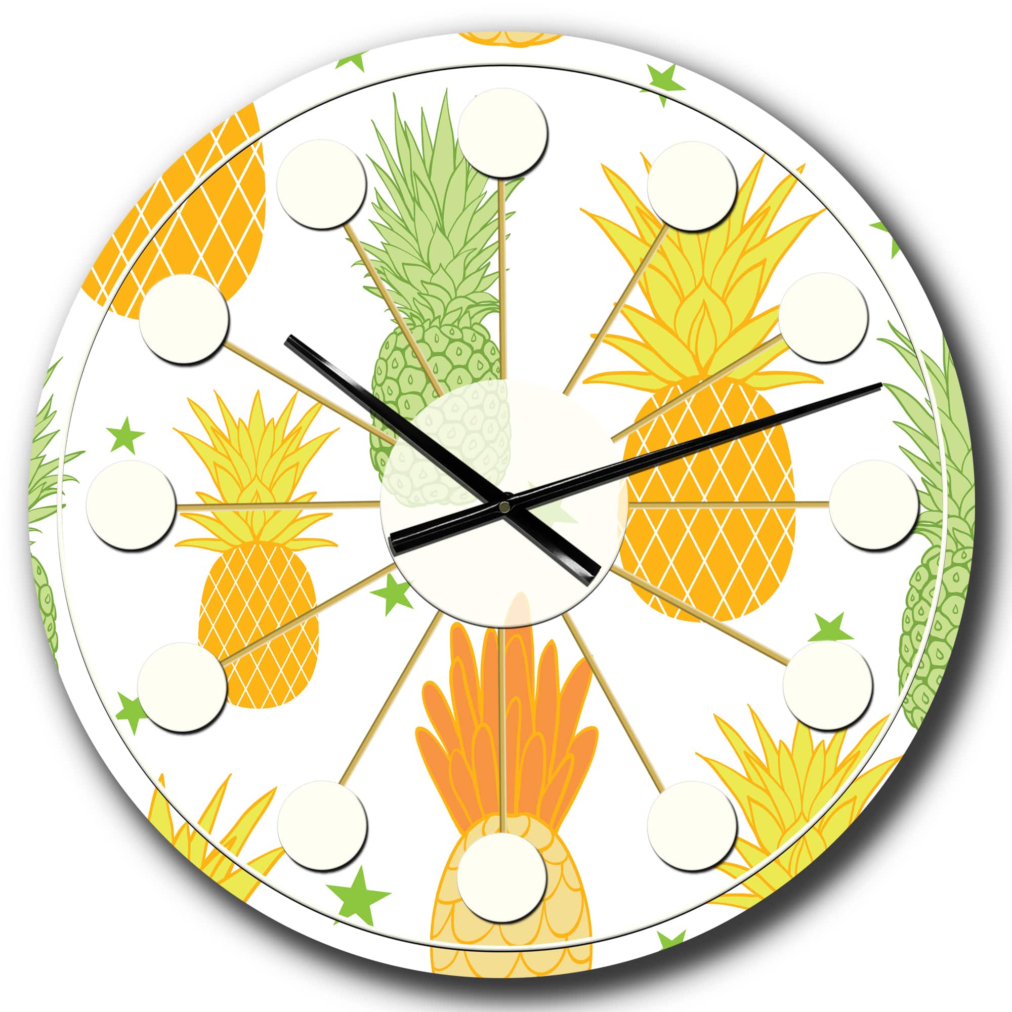 Designart 'Pineapple Summer Bliss Ii Mid-Century Modern Wall Clock