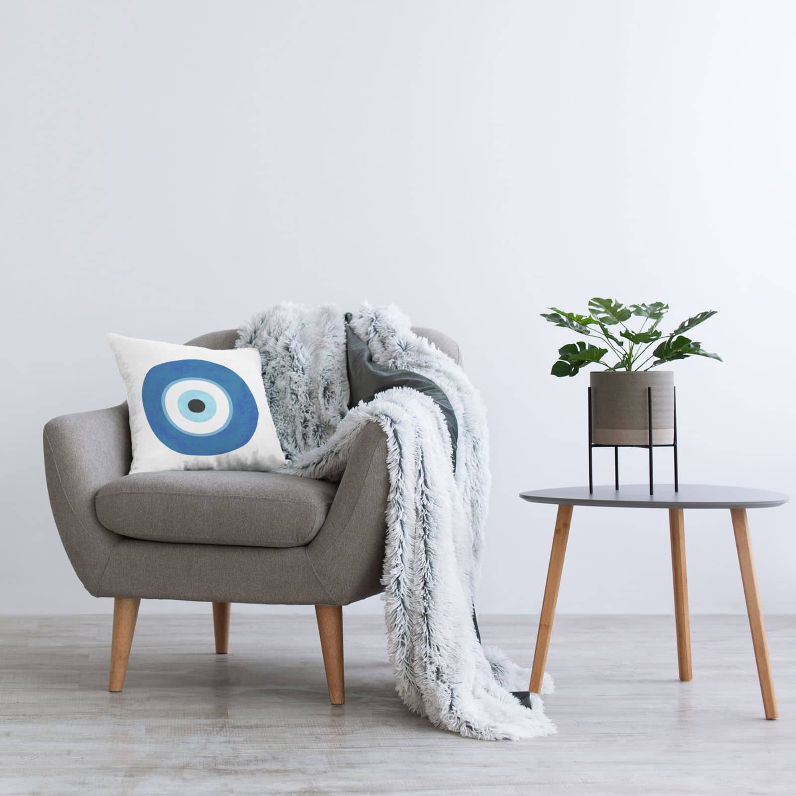 Stupell Industries Evil Eye Centric Bold Blue Abstract Circular Shapes Throw Pillow 18" x 18"