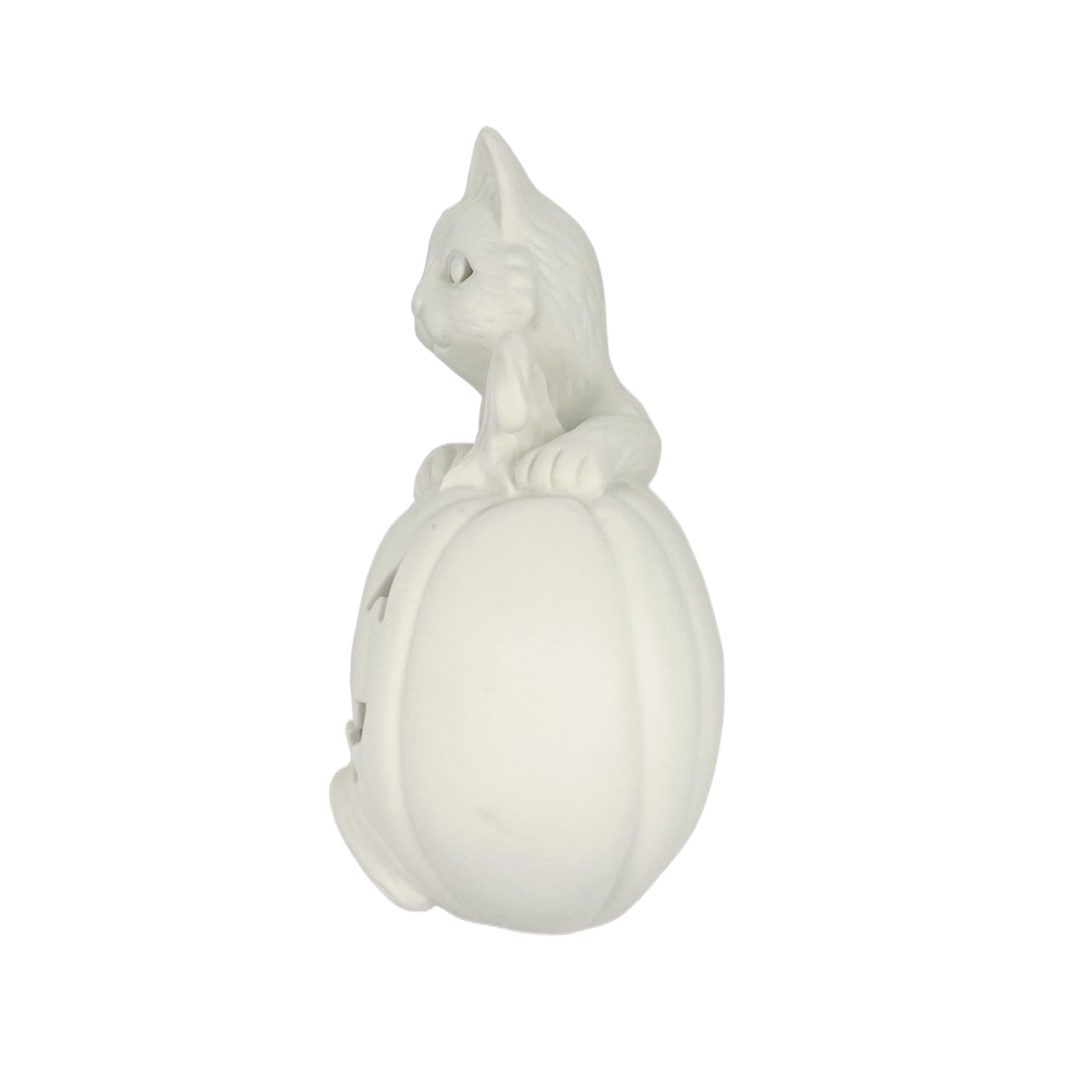 7.5&#x22; DIY Ceramic LED Pumpkin &#x26; Cat D&#xE9;cor by Make Market&#xAE;