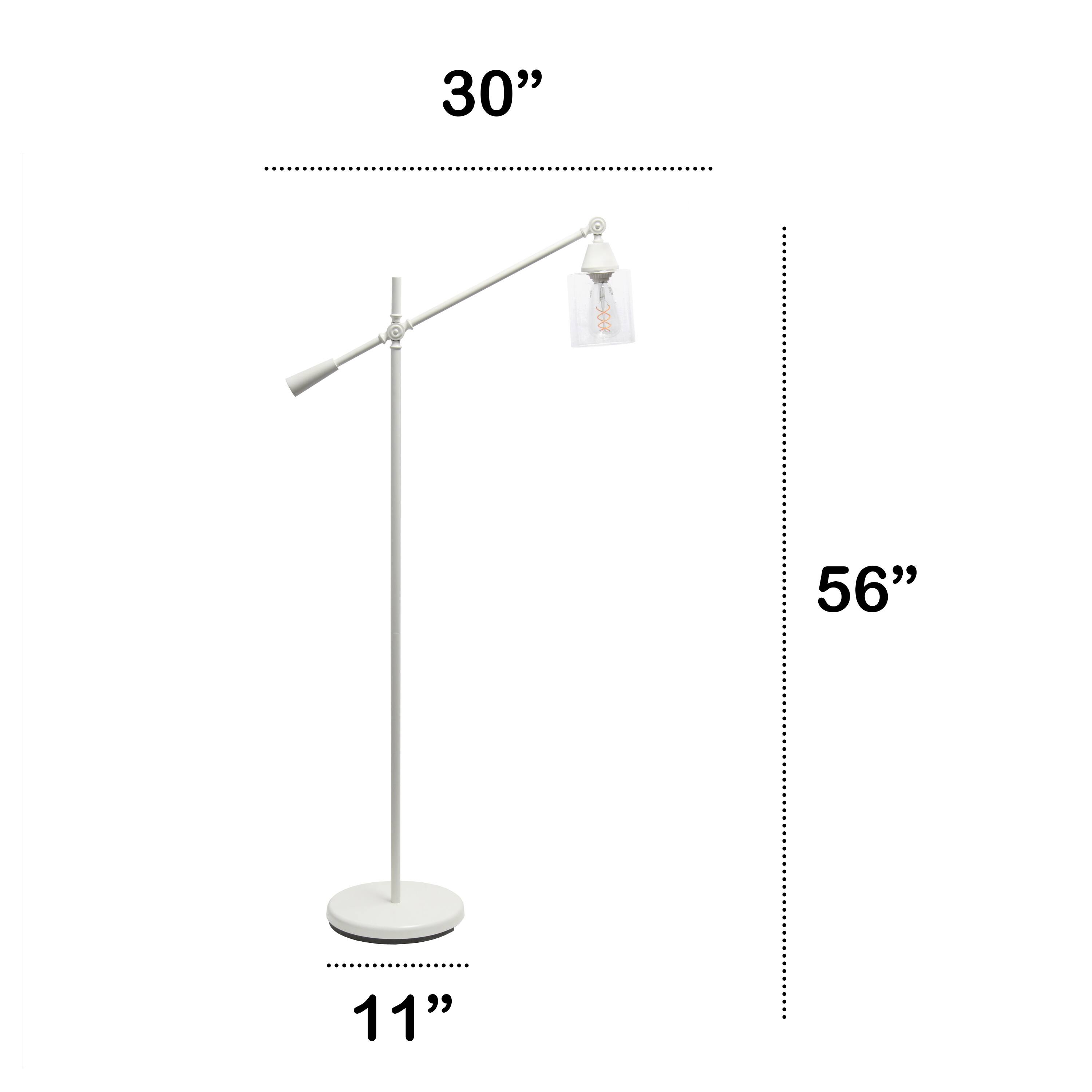 Lalia Home 4.6ft. Swing Arm Floor Lamp with Glass Cylindrical Shade