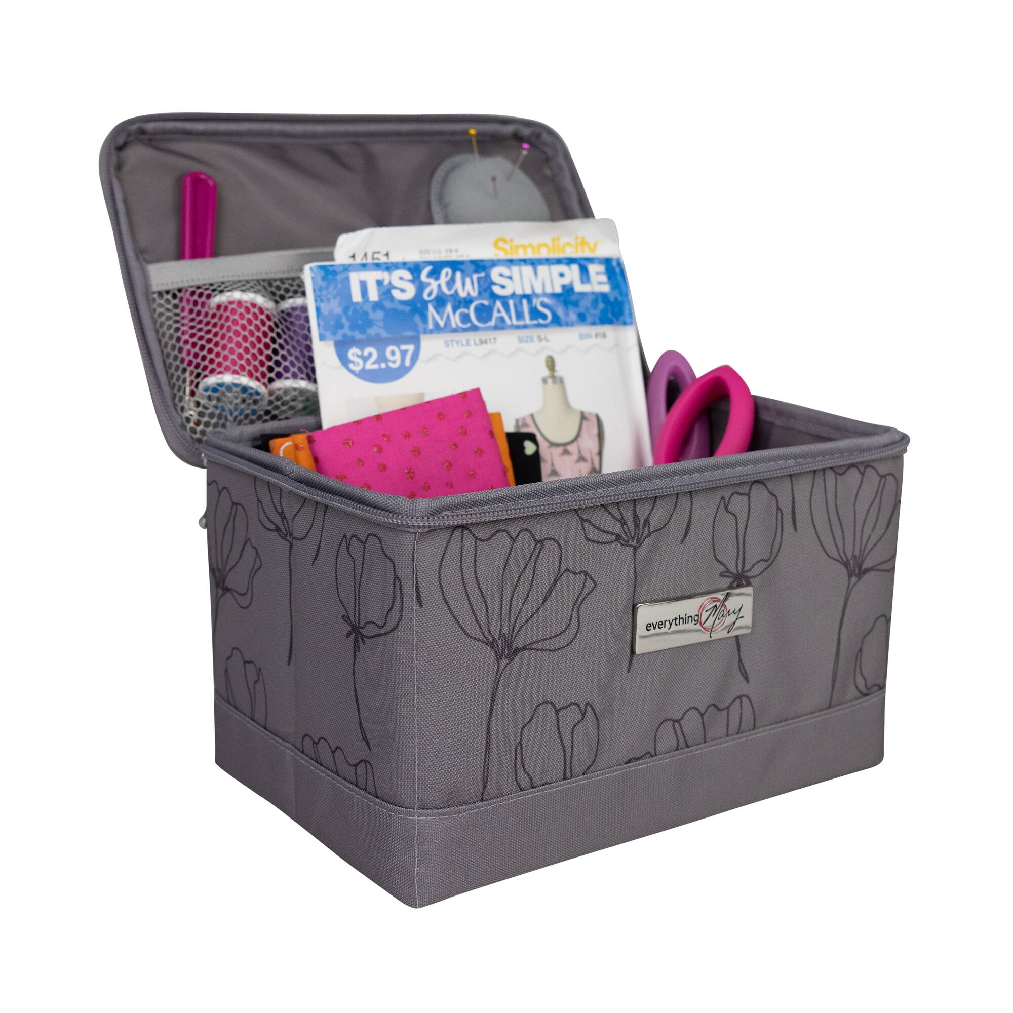 Everything Mary Gray Floral Collapsible Sewing Kit Organizer Box