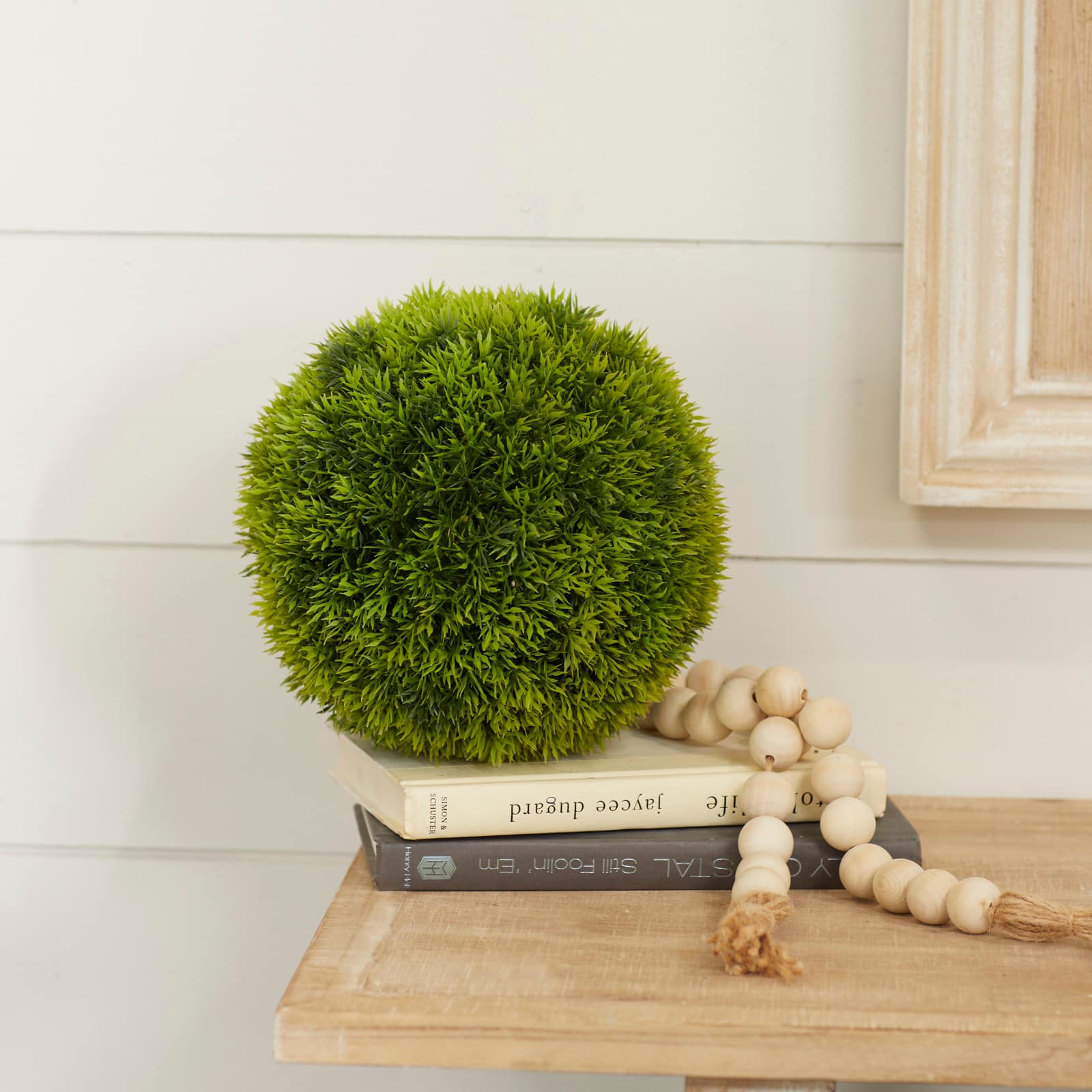 CosmoLiving by Cosmopolitan 9&#x22; Green Contemporary Style Faux Grass Ball Artificial Foliage