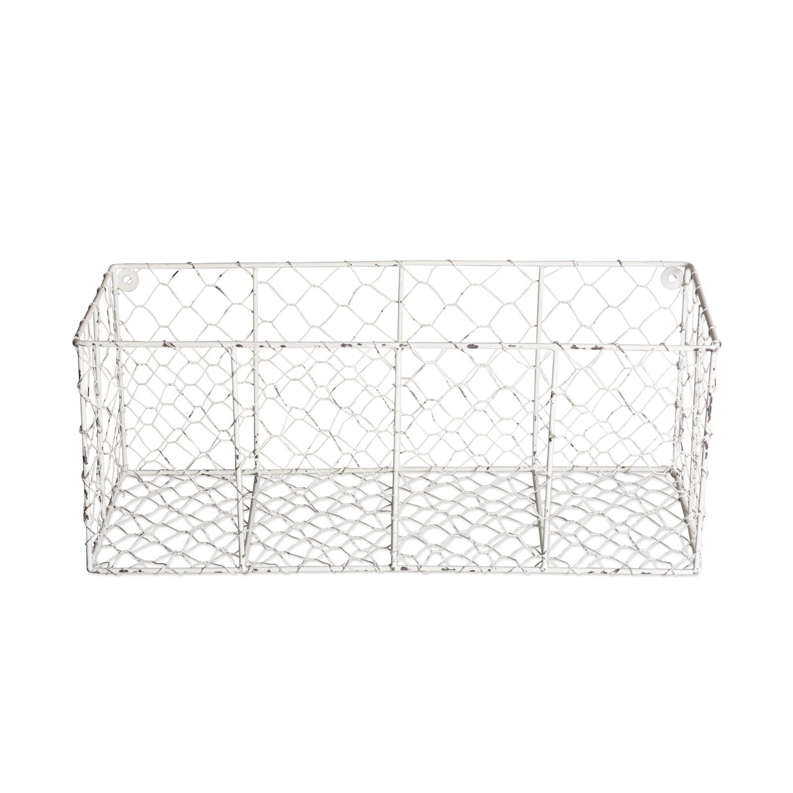 DII® Antique White Wall Mount Chicken Wire Baskets