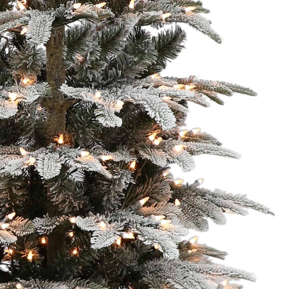 6.5ft. Pre-Lit Flocked Aspen Fir Artificial Christmas Tree, Clear Lights