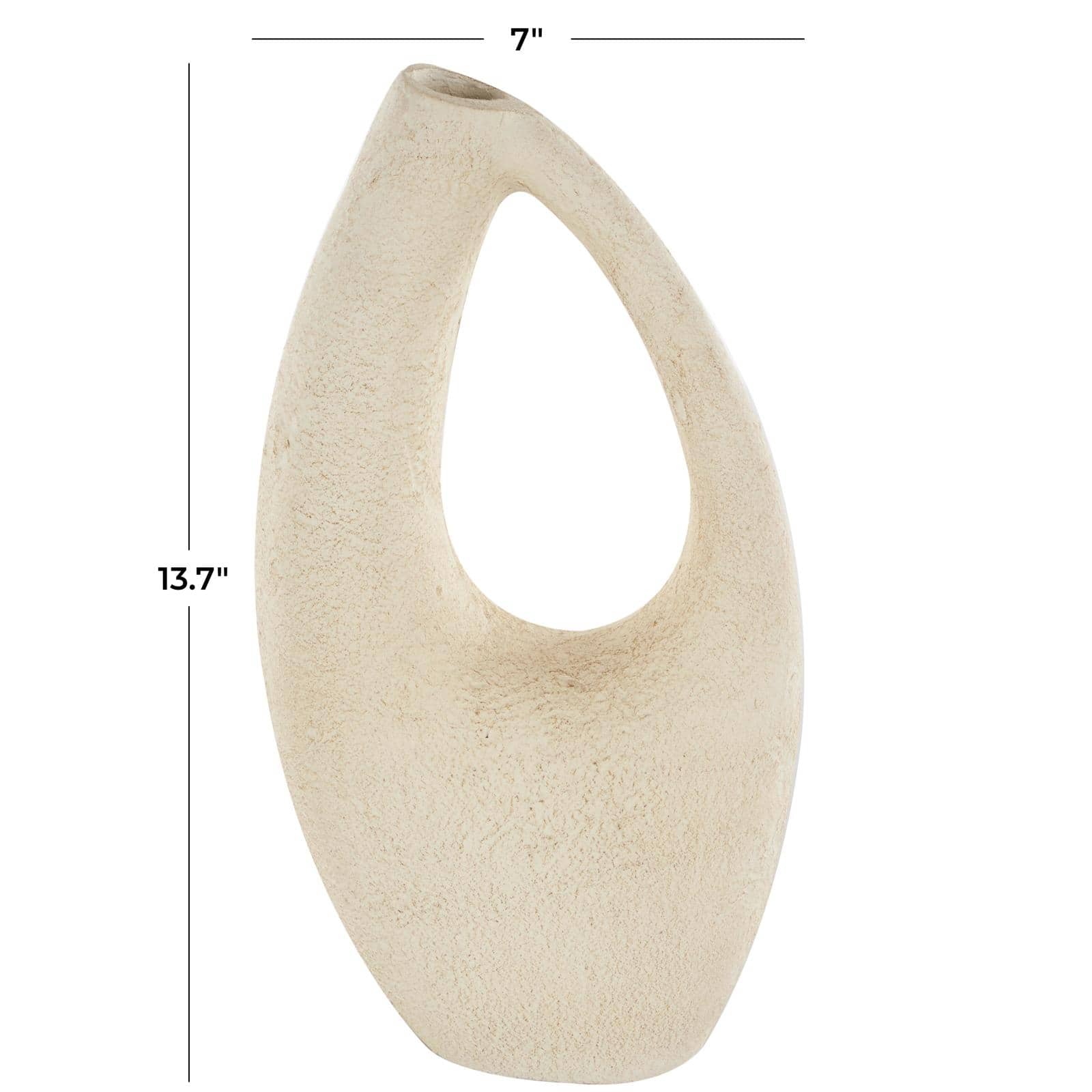 14&#x22; Cream Abstract Cutout Paper Mache Vase 